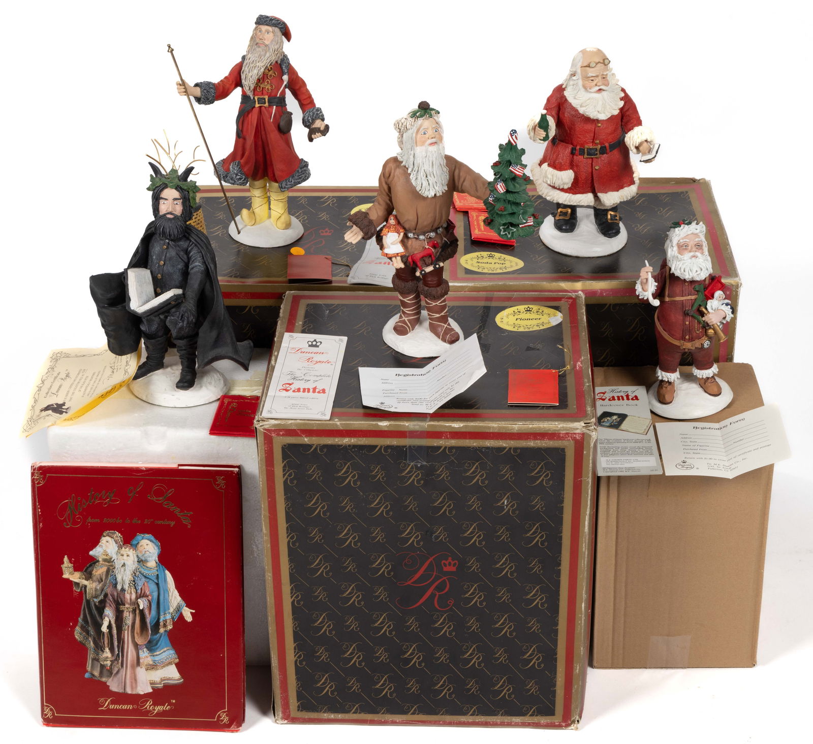 ASSORTED DUNCAN ROYALE SANTA CLAUS FIGURES AND BOOK, LOT OF SIX (1 of 1)