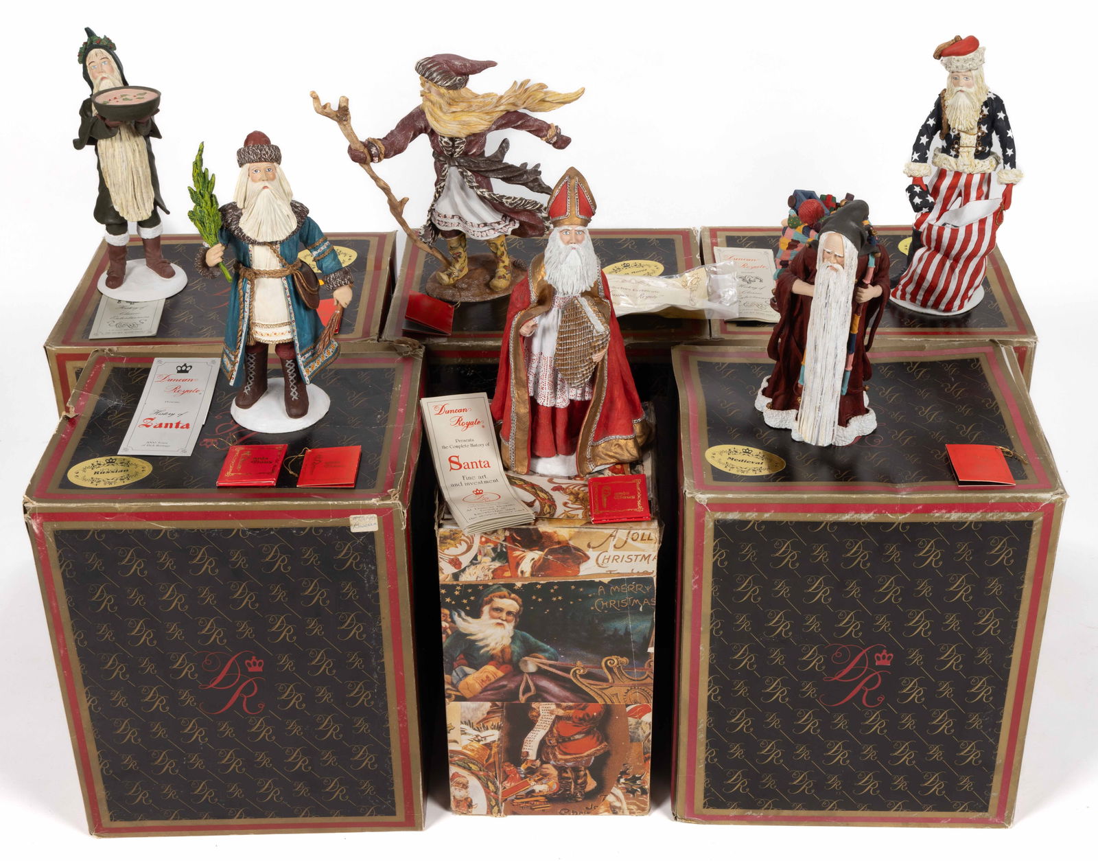 ASSORTED DUNCAN ROYALE SANTA CLAUS FIGURES, LOT OF SIX (1 of 1)
