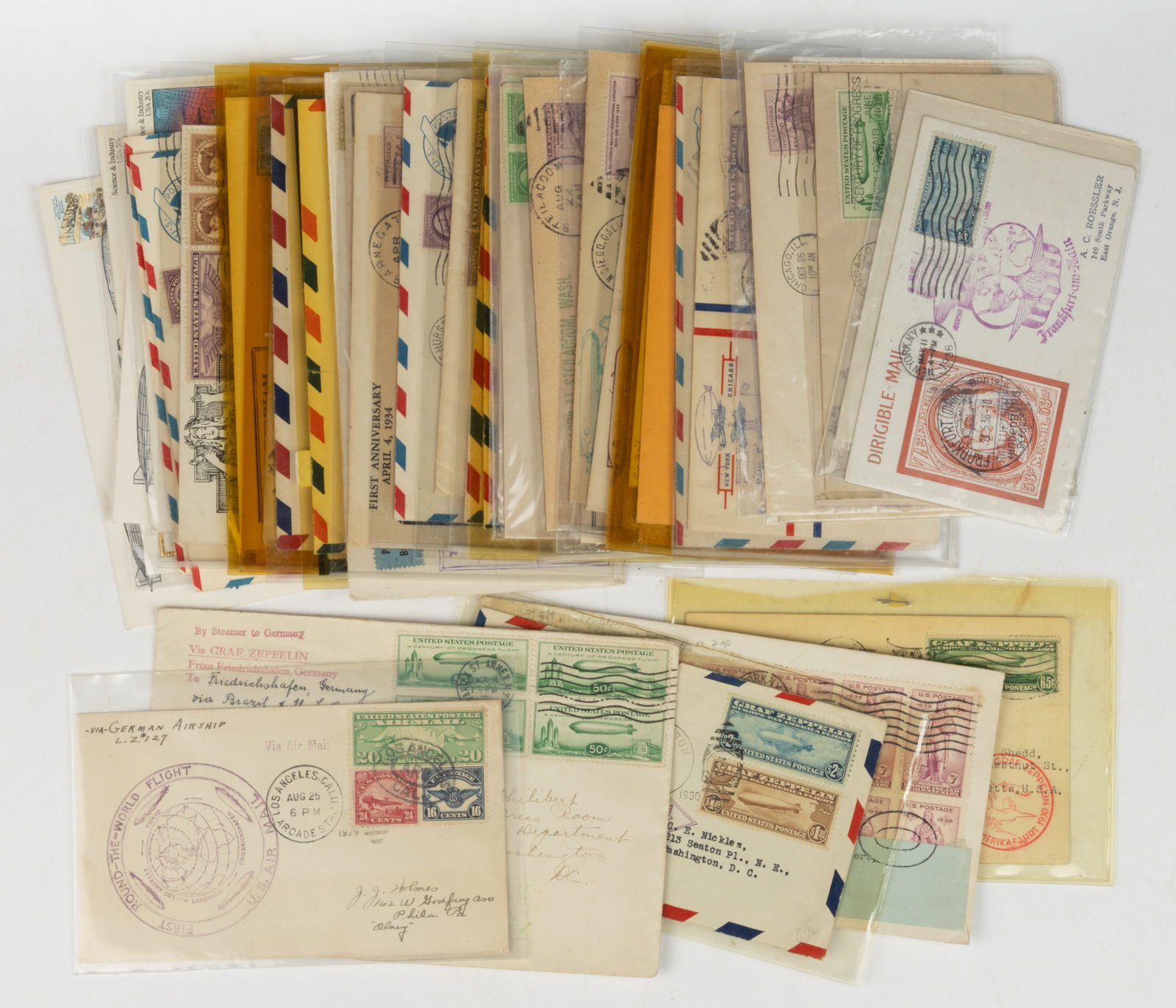 ZEPPELIN RELATED UNITED STATES POSTAL COVERS, LOT OF 45 (1 of 2)