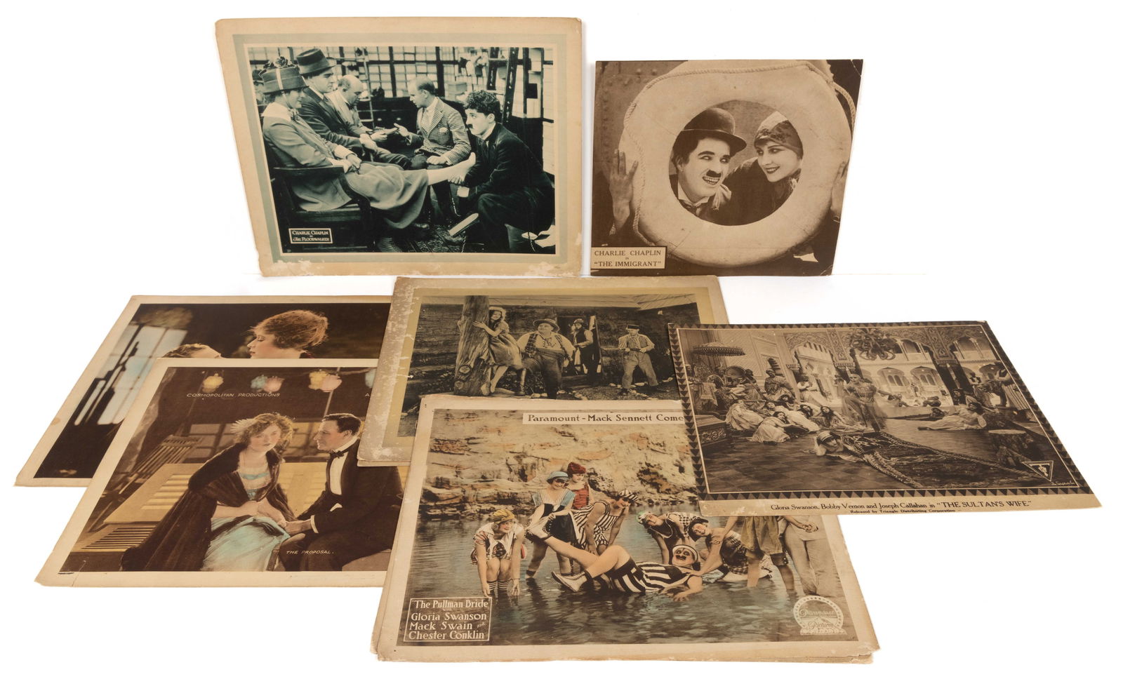 ORIGINAL SILENT FILM LOBBY CARDS, LOT OF TEN (1 of 5)