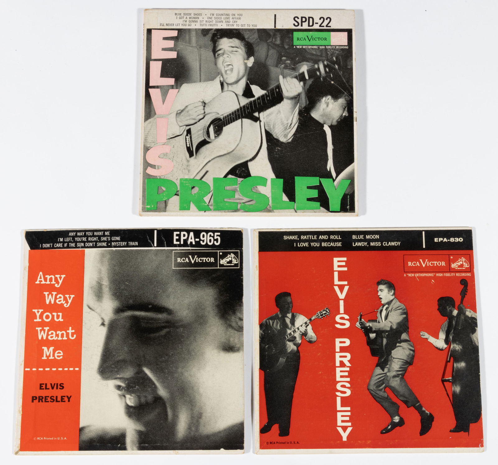 ELVIS PRESLEY 45 RECORDS, LOT OF THREE, (1 of 4)