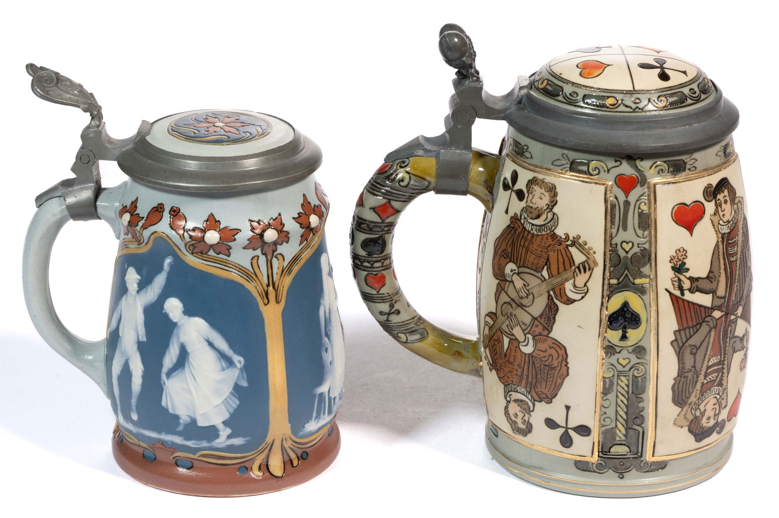 GERMAN METTLACH CERAMIC STEINS, LOT OF TWO (1 of 4)