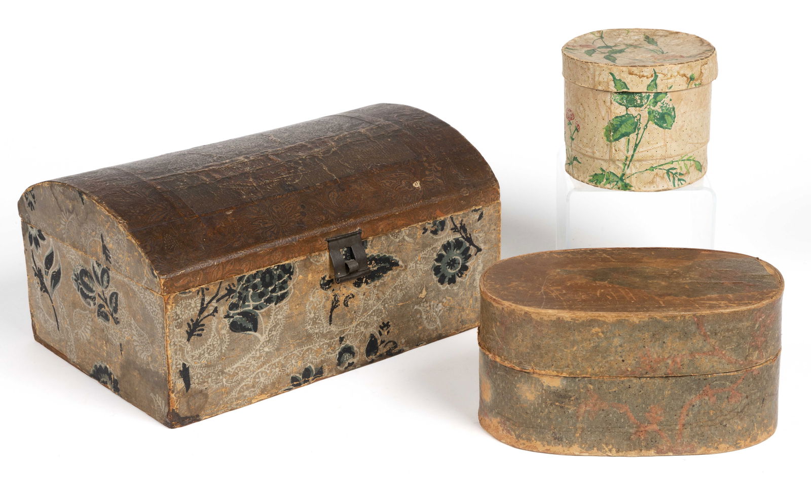 ASSORTED AMERICAN WALLPAPER-COVERED BOXES, LOT OF THREE (1 of 3)