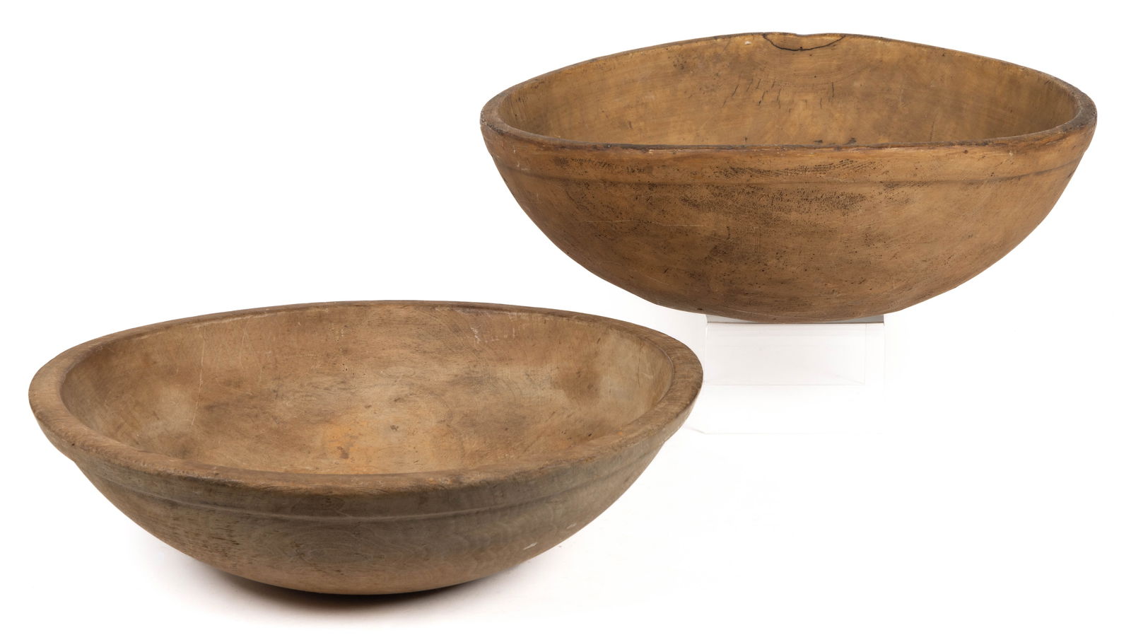 COUNTRY TREEN LARGE BOWLS, LOT OF TWO (1 of 7)