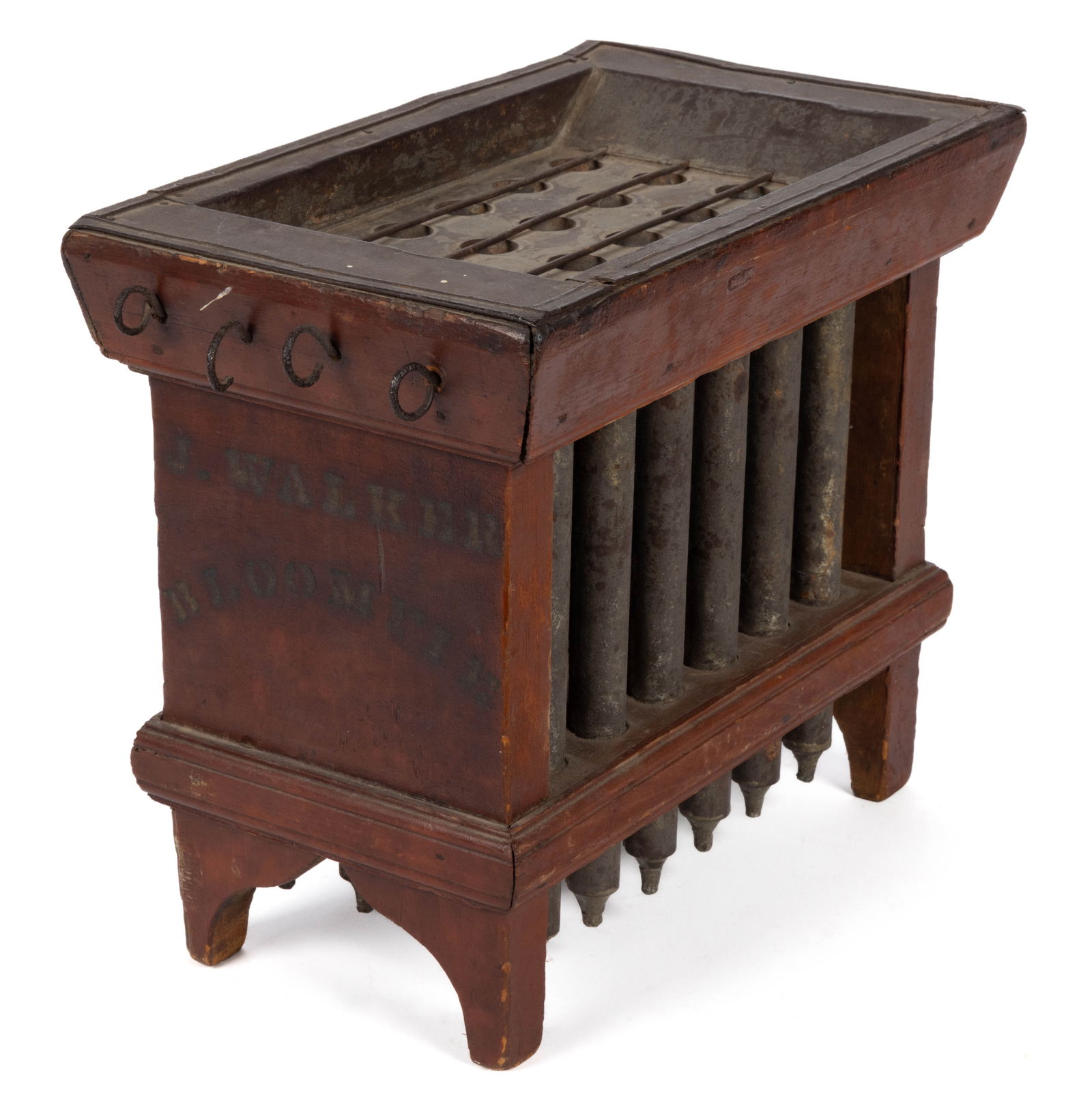J. WALKER (LIVONIA, NEW YORK) PAINT-DECORATED 24-TUBE CANDLE MOLD (1 of 3)