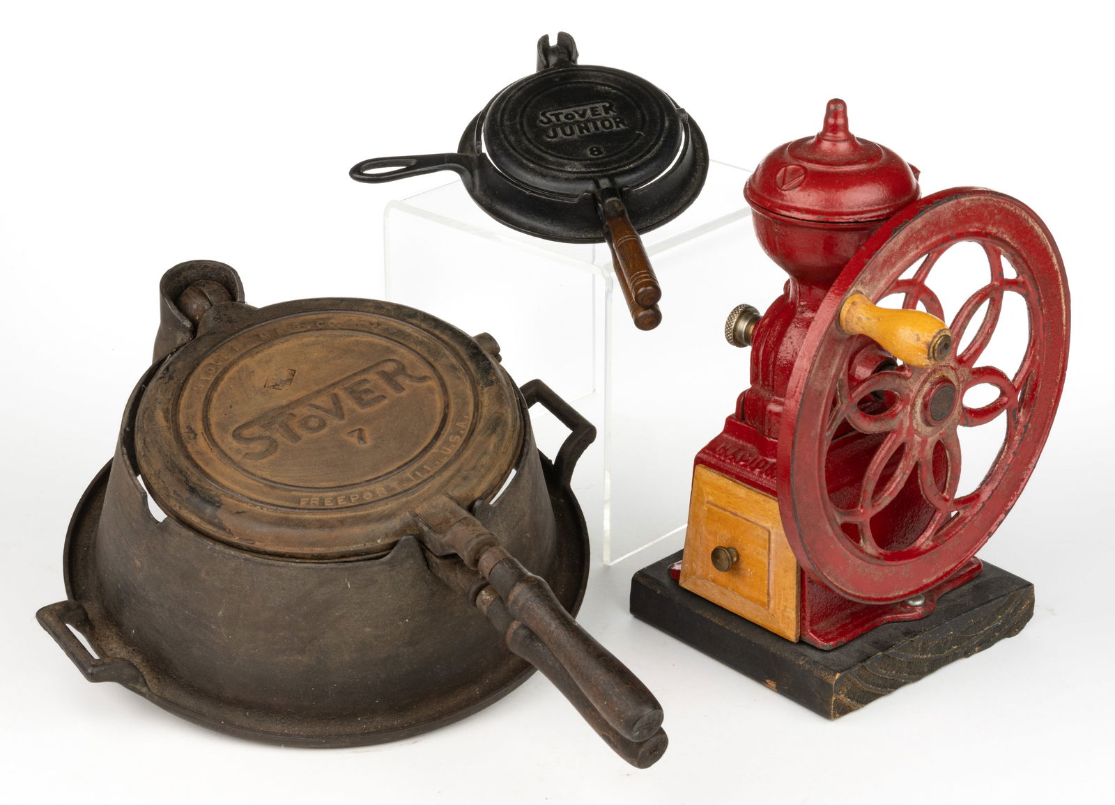 STOVER CAST-IRON WAFFLE IRONS, LOT OF TWO (1 of 1)