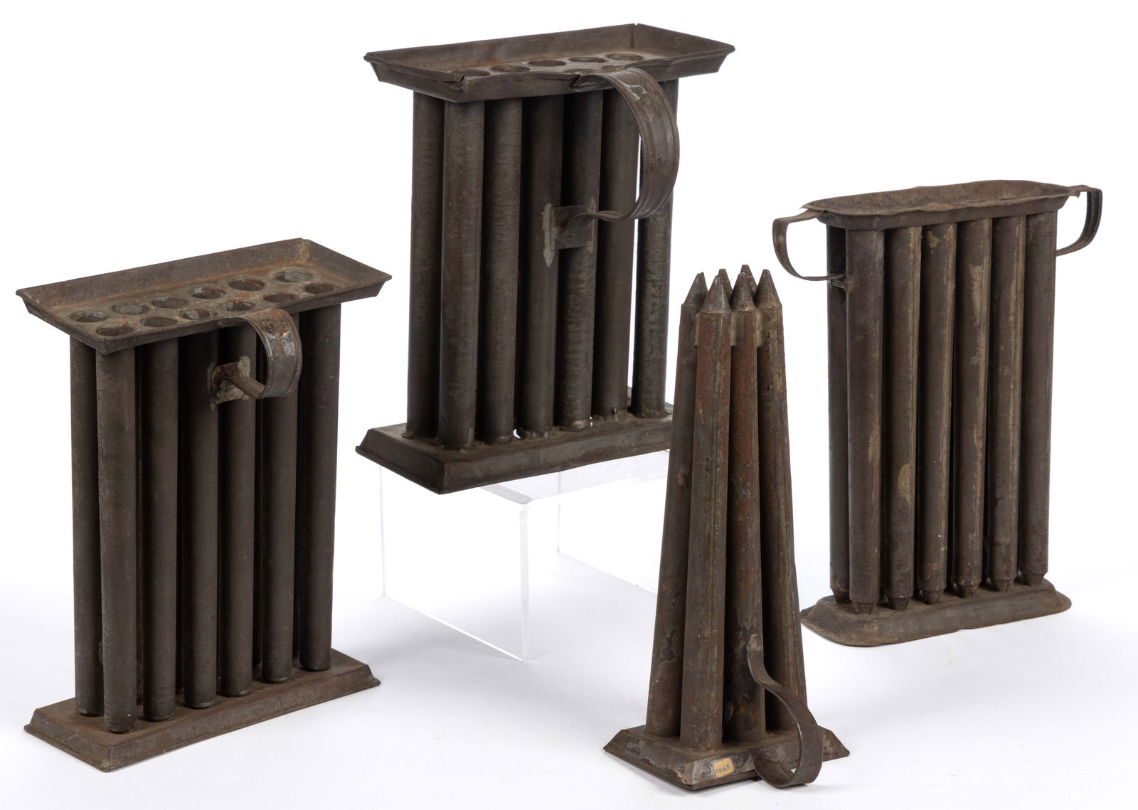 SHEET-IRON CANDLE MOLDS, LOT OF FOUR (1 of 2)