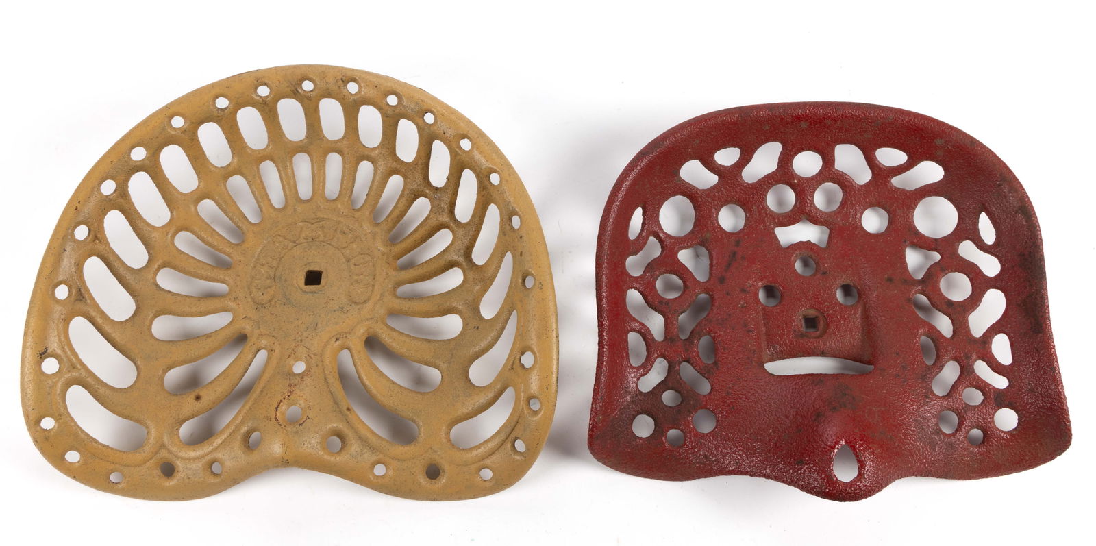 CAST-IRON TRACTOR / IMPLEMENT SEATS, LOT OF TWO (1 of 2)