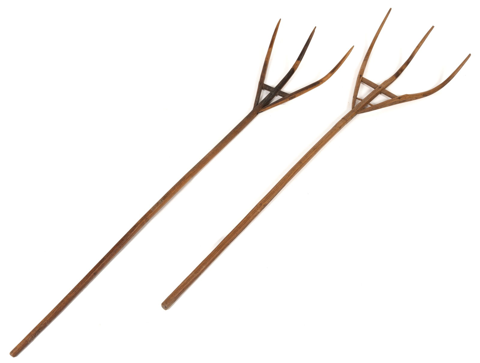 AMERICAN COUNTRY WOODEN HAY FORKS, LOT OF TWO (1 of 2)
