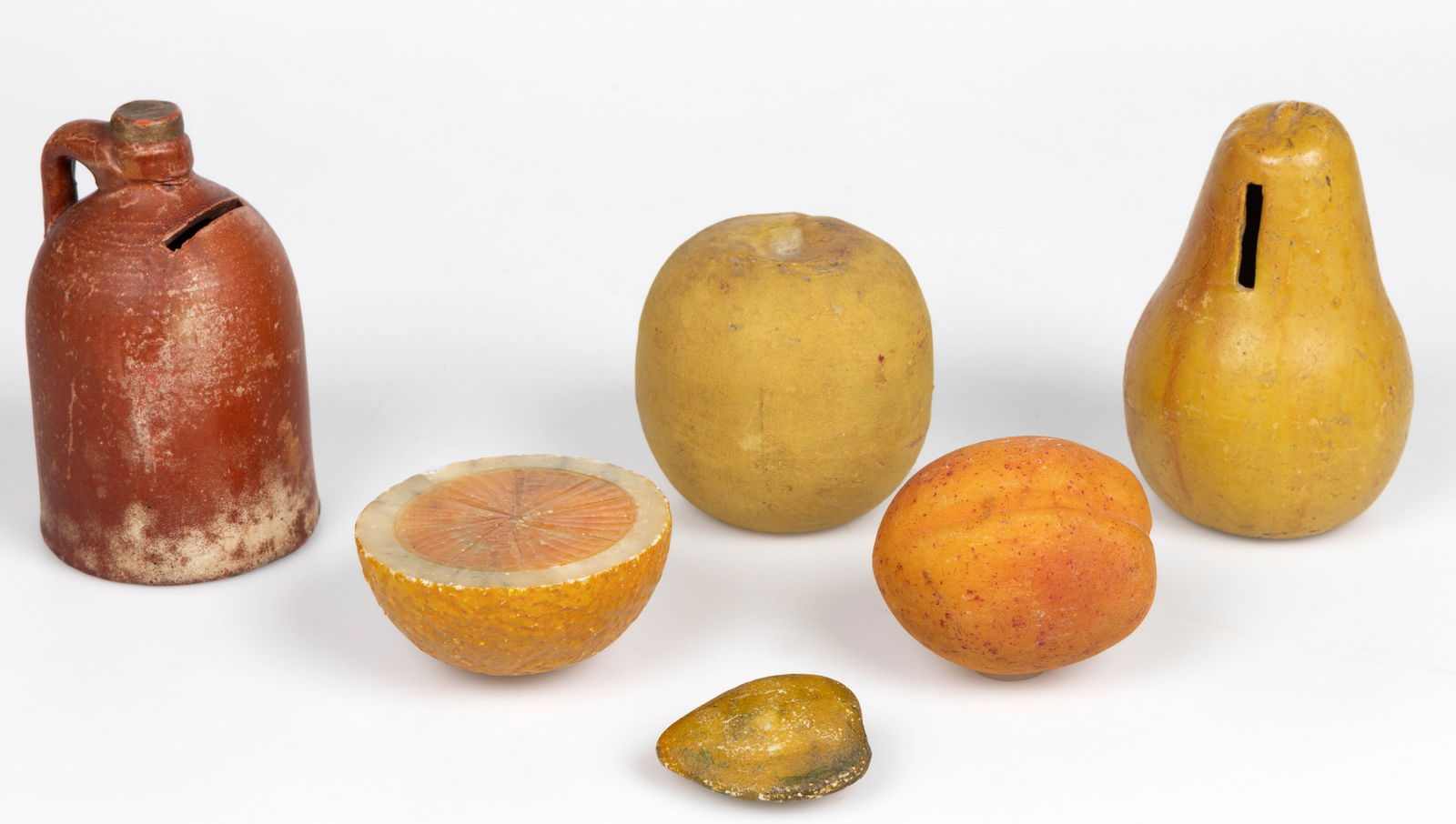 CARVED STONE AND OTHER FRUIT, LOT OF SIX (1 of 2)