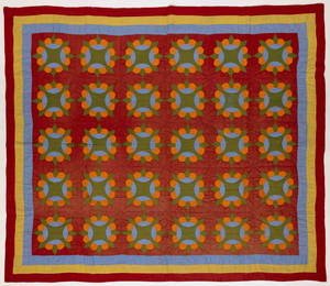 PENNSYLVANIA "THE SUNFLOWER / CAESAR'S CROWN" PIECED QUILT