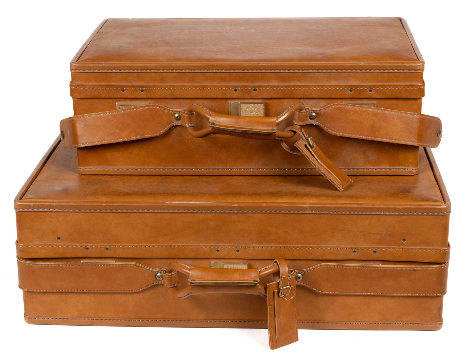 VINTAGE HARTMANN LUGGAGE LEATHER SUITCASES, SET OF TWO (1 of 3)