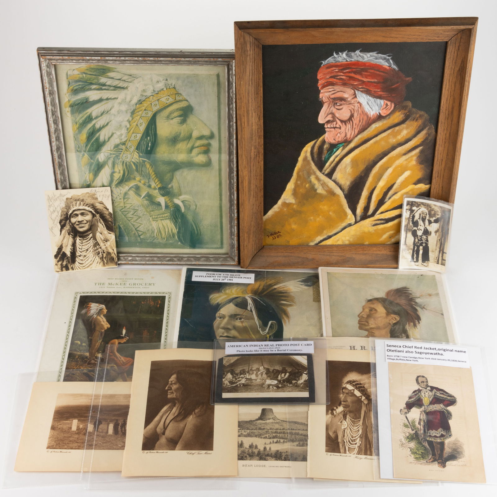 NATIVE AMERICAN PHOTOGRAPHS AND ARTWORK, LOT OF 14 (1 of 3)
