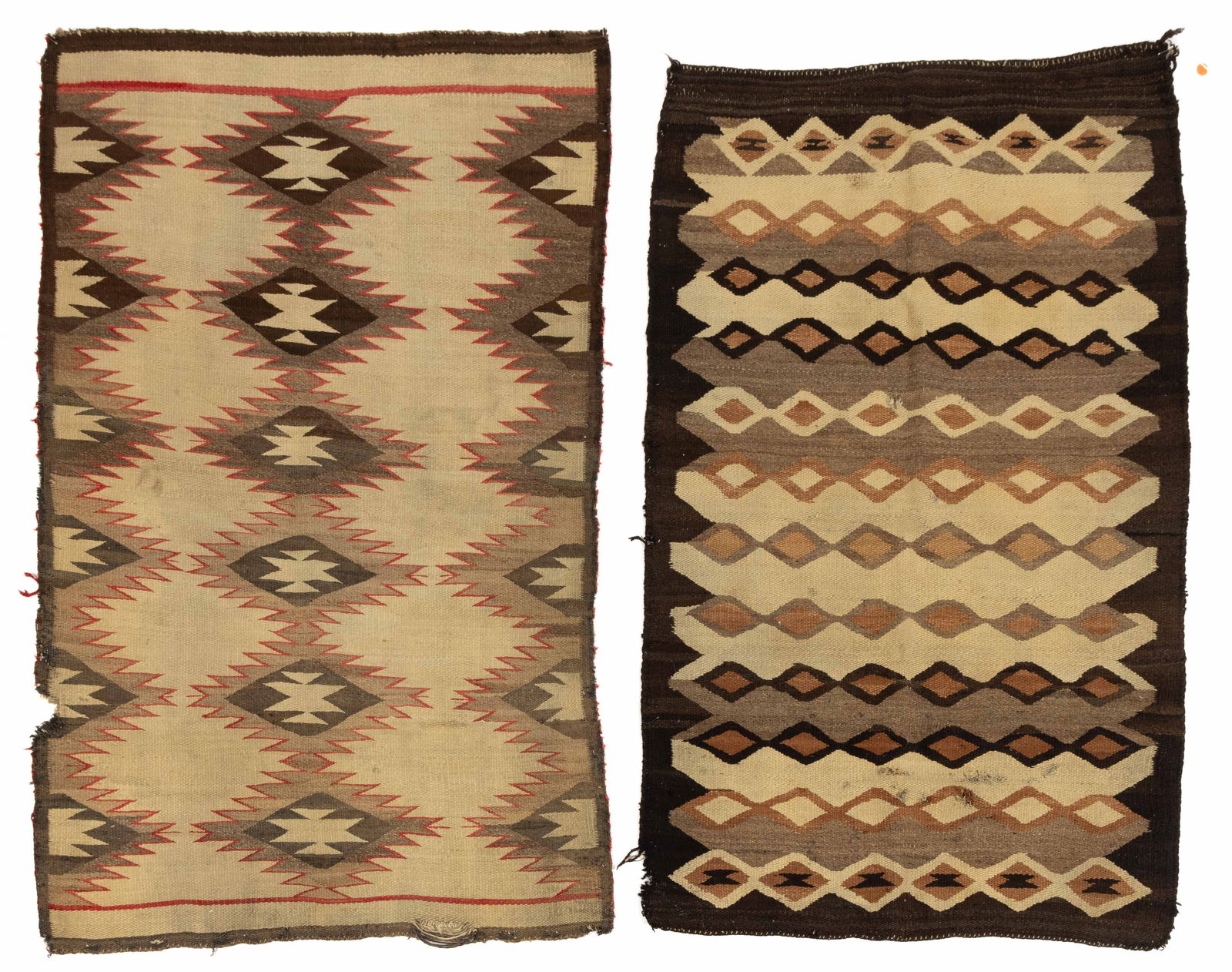 NATIVE AMERICAN NAVAJO WOOL BLANKETS / RUGS, LOT OF TWO (1 of 9)