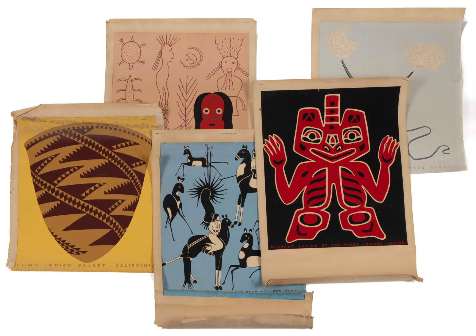 LOUIS B. SIEGRIEST (AMERICAN 1899-1989) WPA NATIVE AMERICAN THEMED "INDIAN COURT" PRINTS, LOT OF (1 of 6)