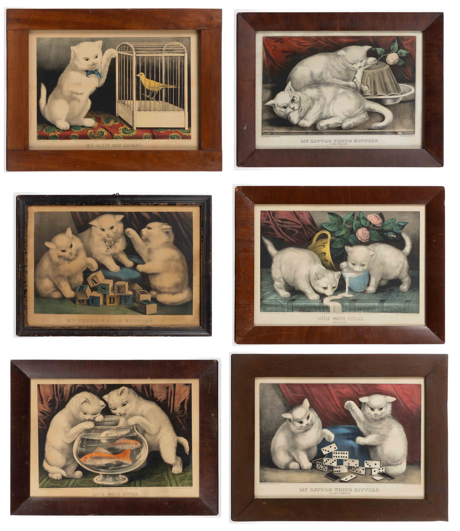 CURRIER & IVES CAT PRINTS, LOT OF SIX (1 of 7)