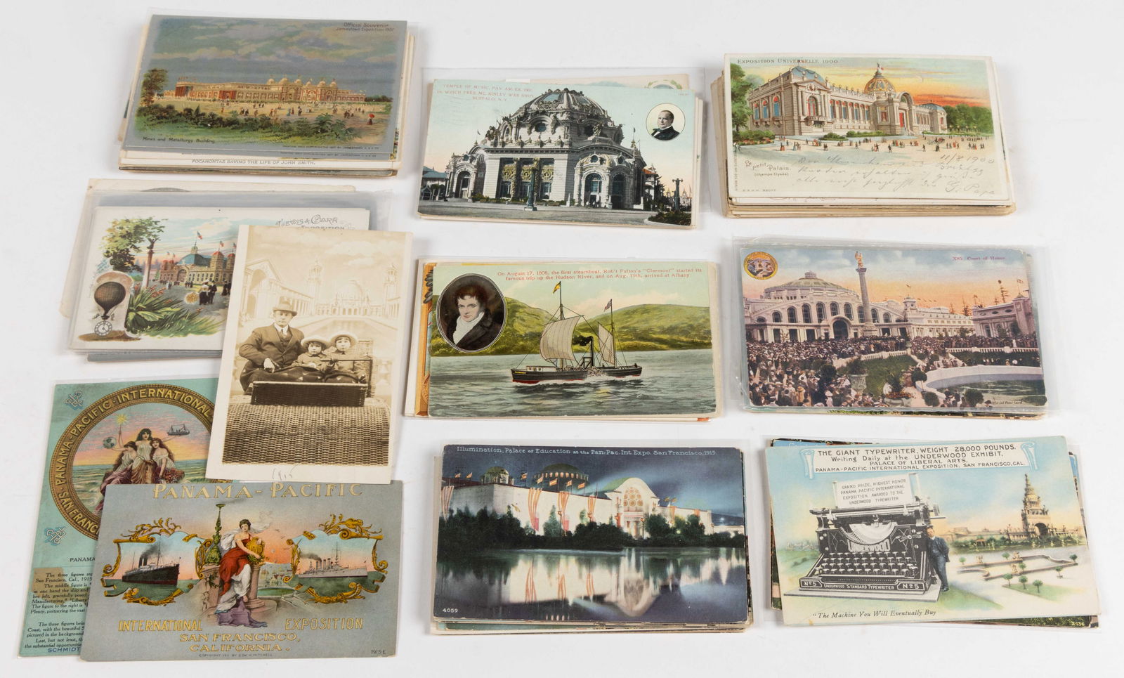 ASSORTED WORLD'S FAIR / EXPOSITION SOUVENIR POST CARDS, LOT OF 100 +/- (1 of 1)