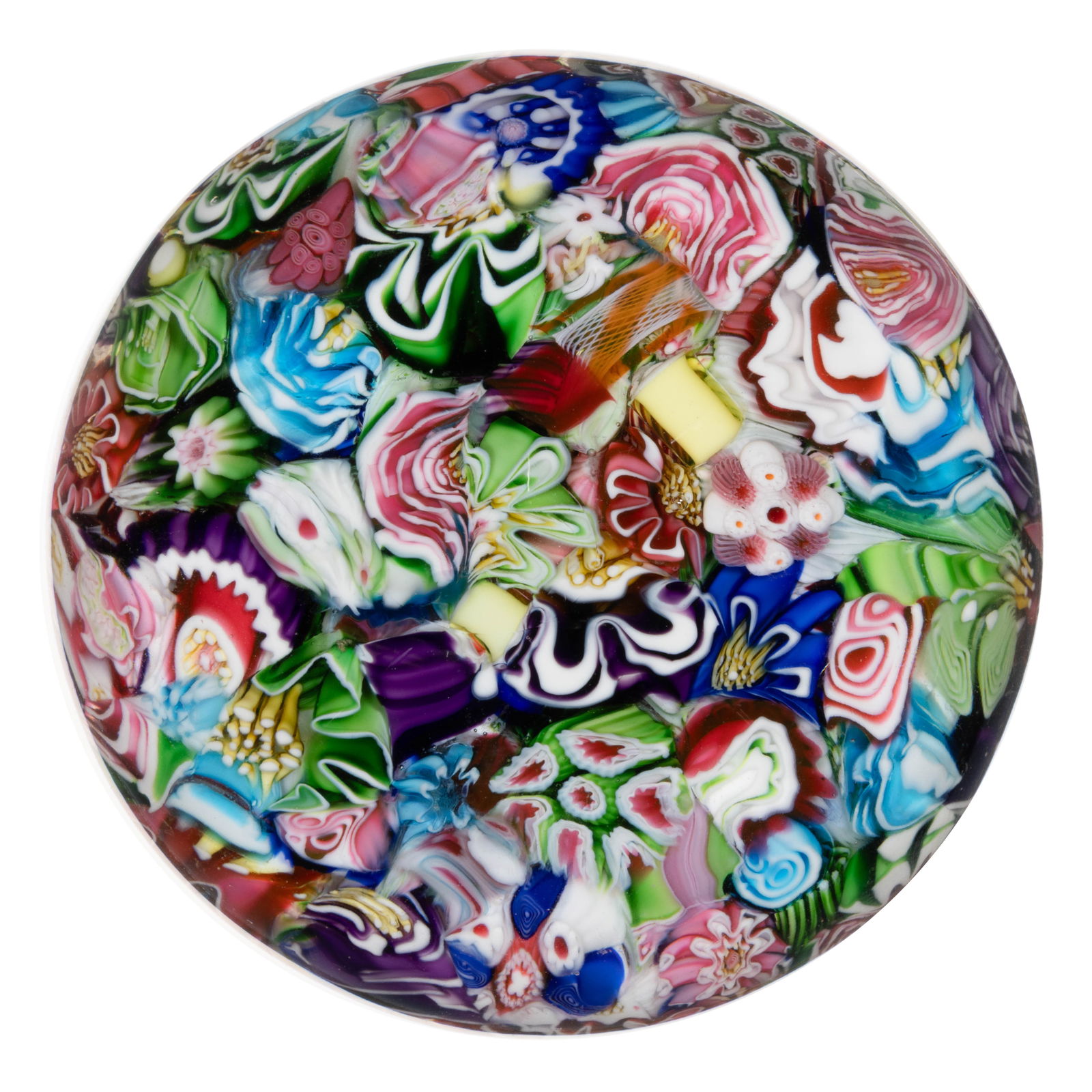 ANTIQUE CLICHY SCRAMBLED MILLEFIORI ART GLASS PAPERWEIGHT (1 of 2)