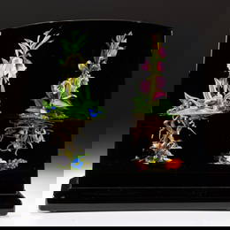 UNIQUE PAUL STANKARD (AMERICAN B. 1943) FOXGLOVE CLOISTERED BOTANICAL STUDIO ART GLASS PAPERWEIGHT
