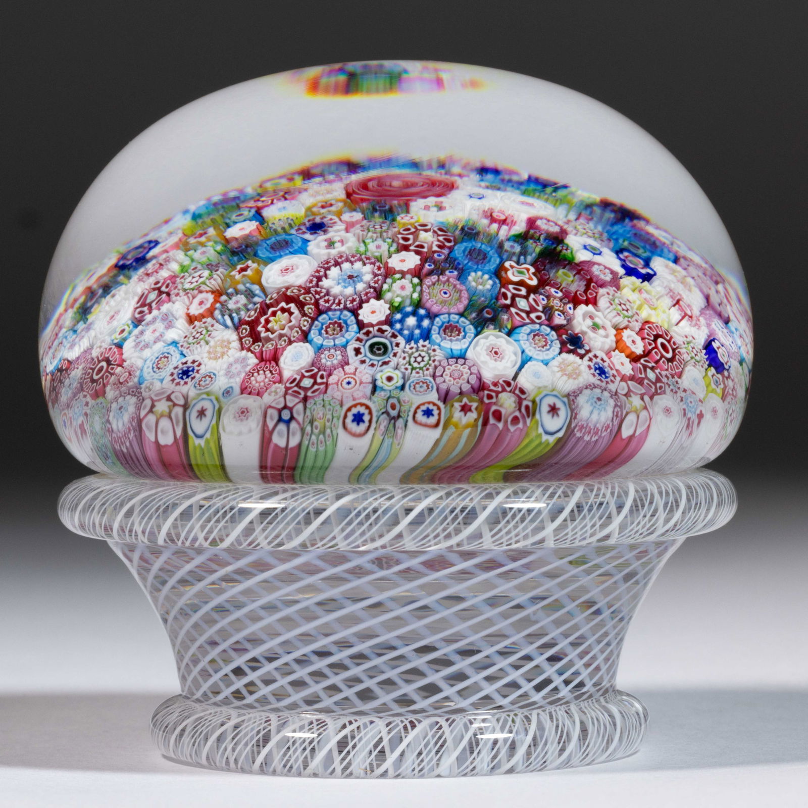 VINTAGE SAINT-LOUIS CLOSE-PACK MILLEFIORI ART GLASS PIEDOUCHE PAPERWEIGHT (1 of 2)