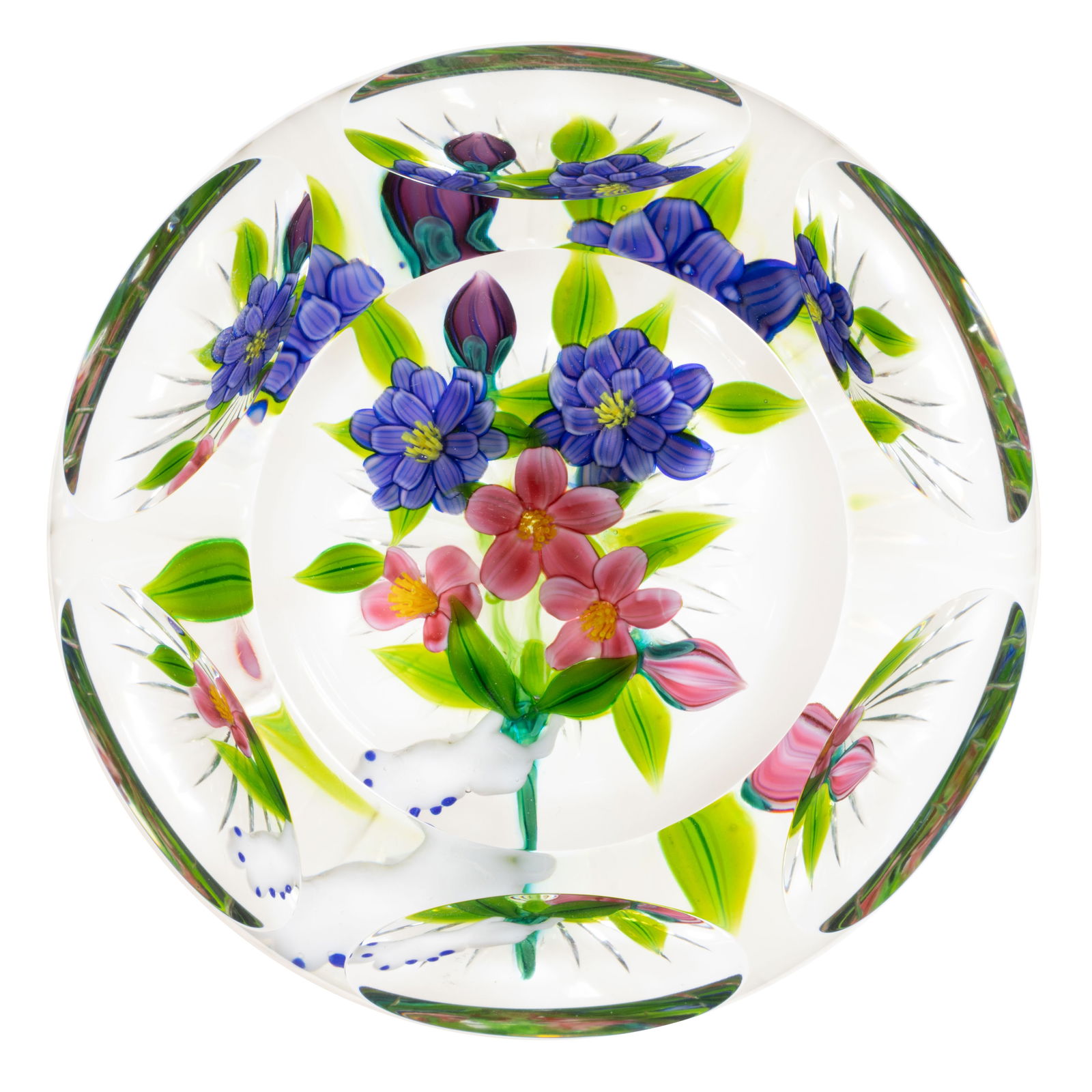 DEBBIE TARSITANO (AMERICAN, B. 1955) FLORAL BOUQUET LAMPWORK STUDIO ART GLASS PAPERWEIGHT (1 of 2)