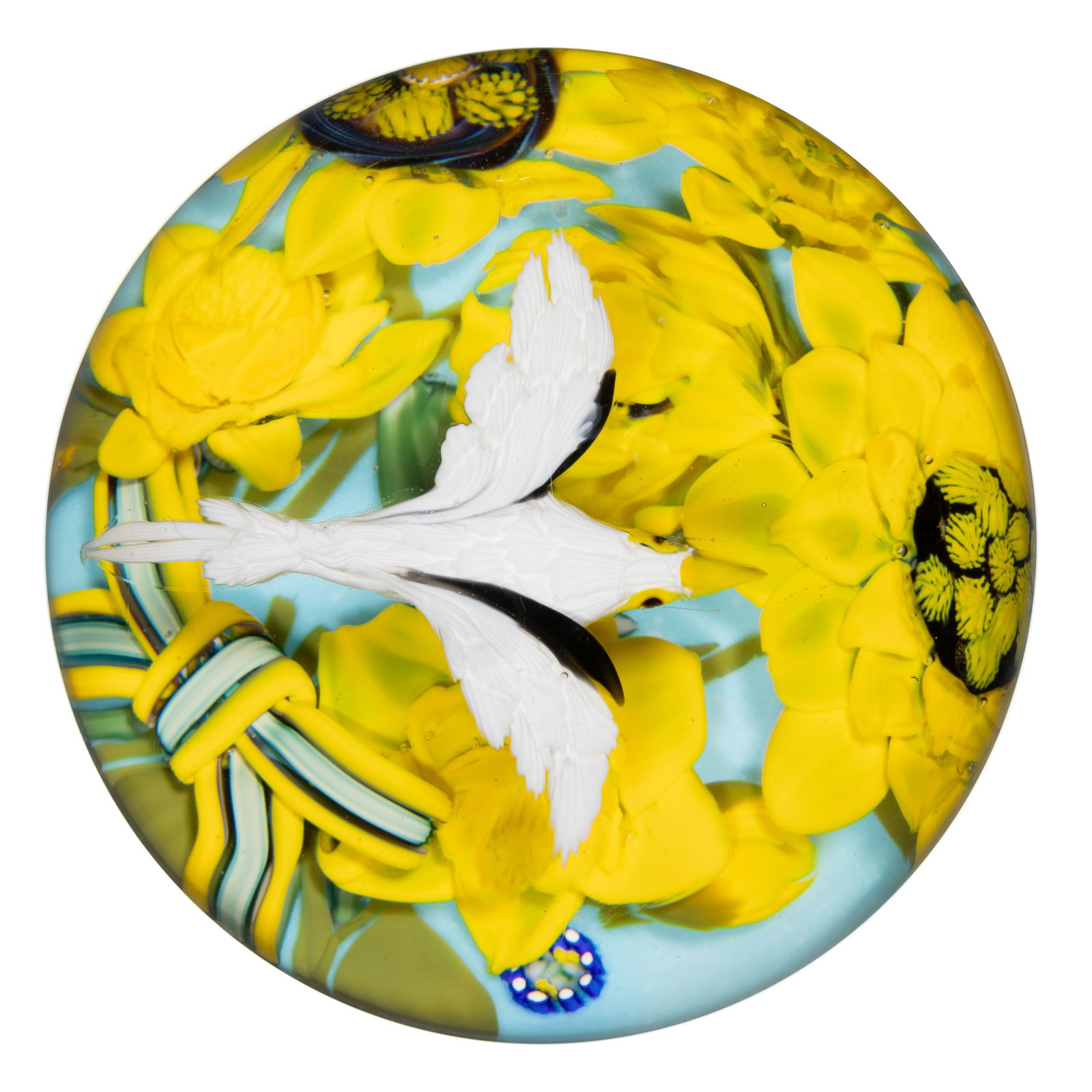 MICKAEL HINGANT (FRENCH, B. 1981) EGRET LAMPWORK STUDIO ART GLASS PAPERWEIGHT (1 of 2)