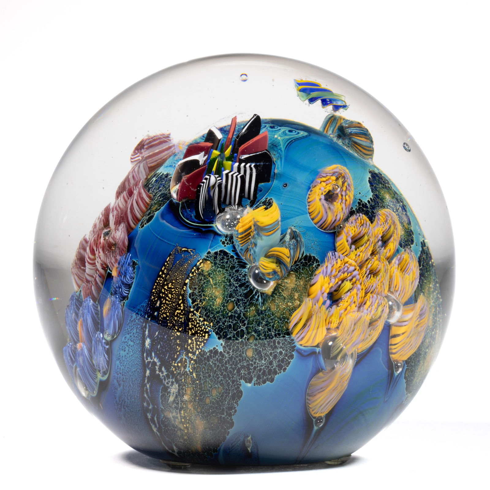 JOSH SIMPSON (AMERICAN, B. 1949) INHABITED PLANET STUDIO ART GLASS MAGNUM PAPERWEIGHT (1 of 2)