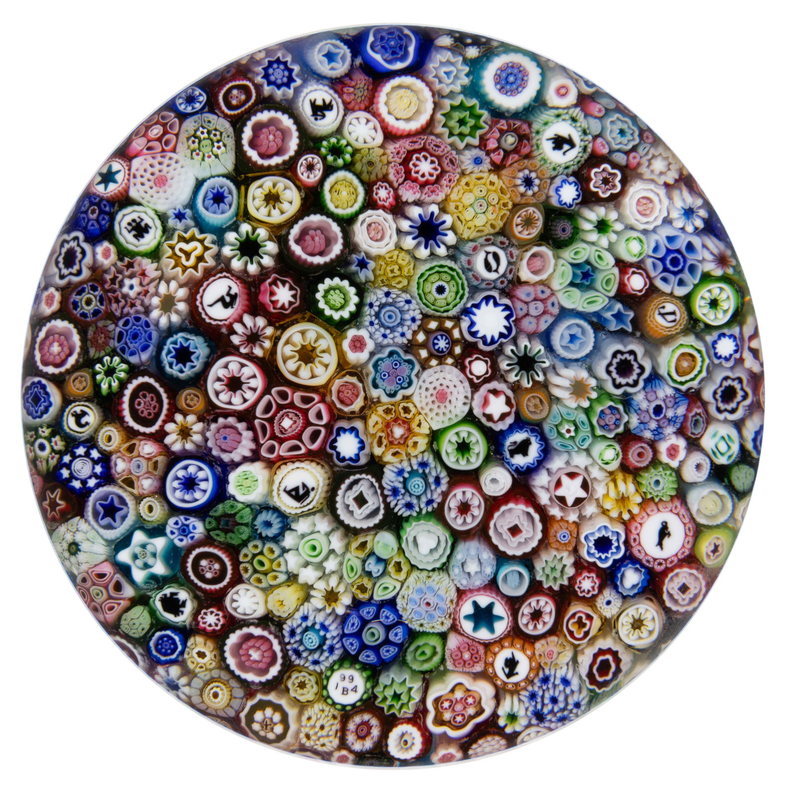 VINTAGE BACCARAT CLOSE-PACK MILLEFIORI SILHOUETTE ART GLASS PAPERWEIGHT (1 of 2)