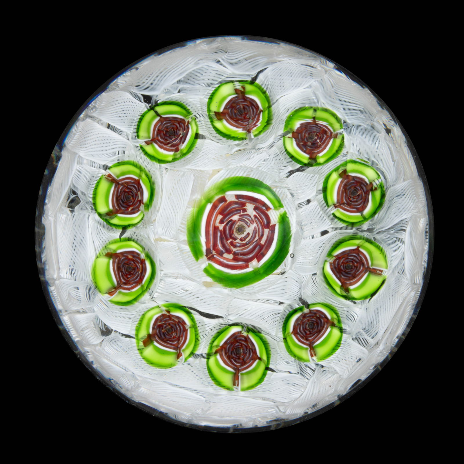 PARABELLE ARTIST PROOF CLICHY ROSES CONCENTRIC MILLEFIORI STUDIO ART GLASS PAPERWEIGHT (1 of 2)