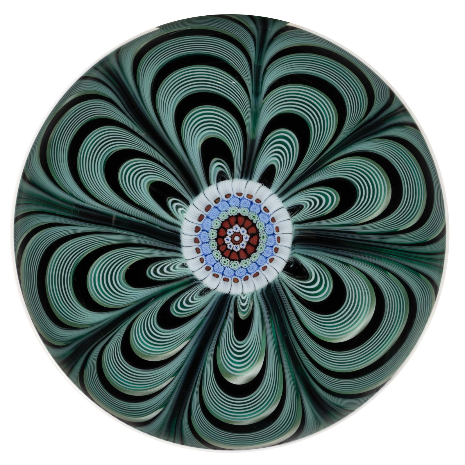 ORIENT AND FLUME TWO-COLOR CROWN AND LOOP STUDIO ART GLASS PAPERWEIGHT (1 of 2)