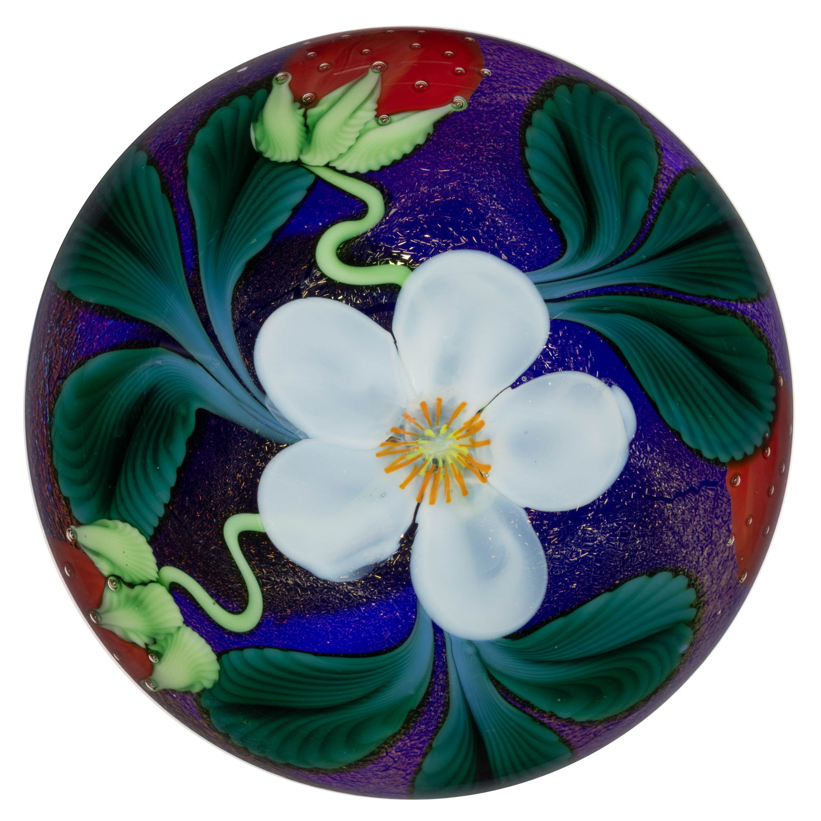 ORIENT & FLUME STRAWBERRIES LAMPWORK STUDIO ART GLASS PAPERWEIGHT (1 of 2)