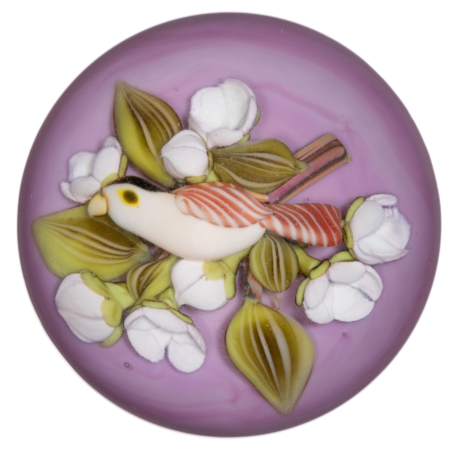 CLINTON SMITH (AMERICAN, B. 1979) BIRD AND CACTUS FLOWERS DOUBLE-SIDED LAMPWORK STUDIO ART GLASS (1 of 2)