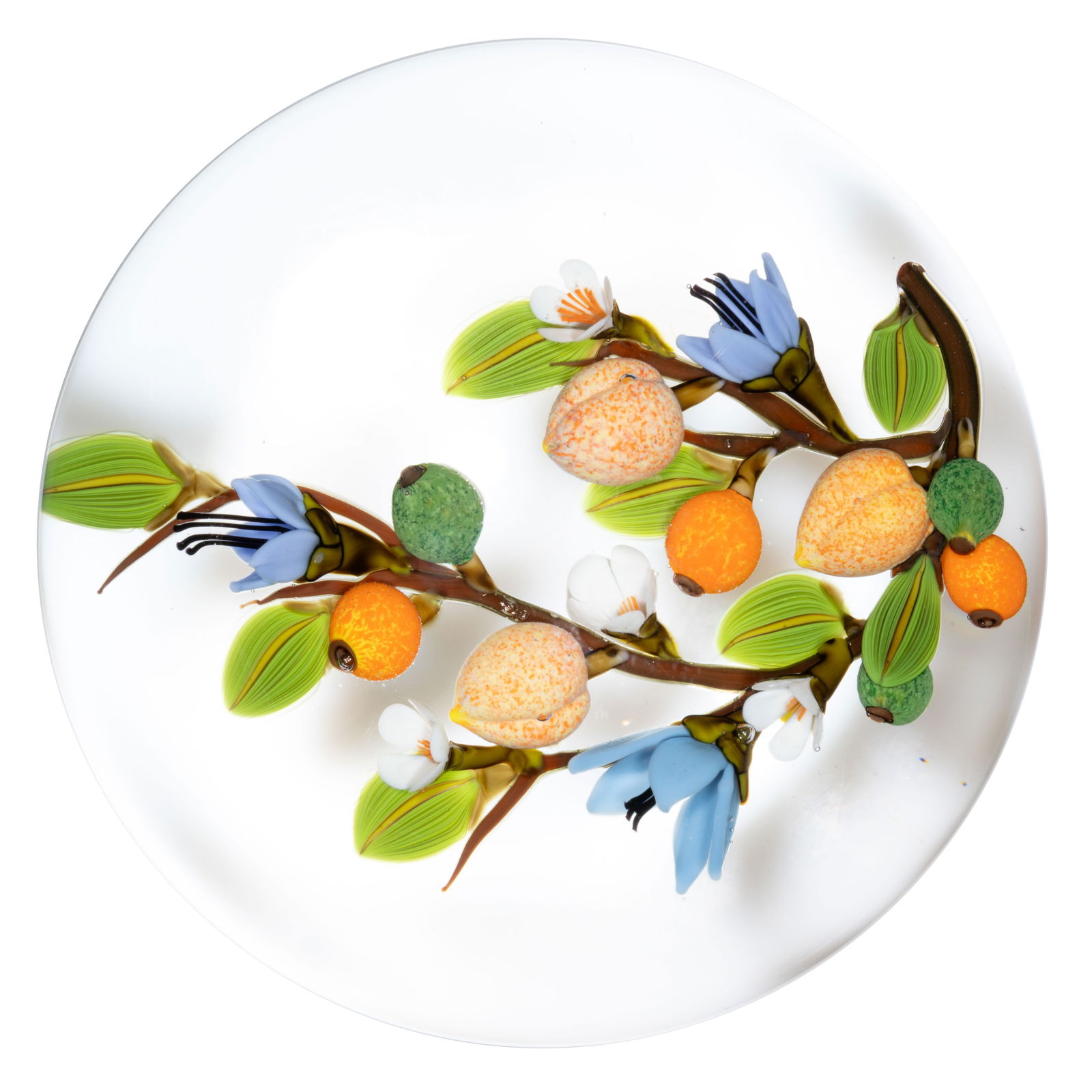 COLIN RICHARDSON (AMERICAN, B. 1979) FRUIT TREE LAMPWORK STUDIO ART GLASS PAPERWEIGHT (1 of 2)