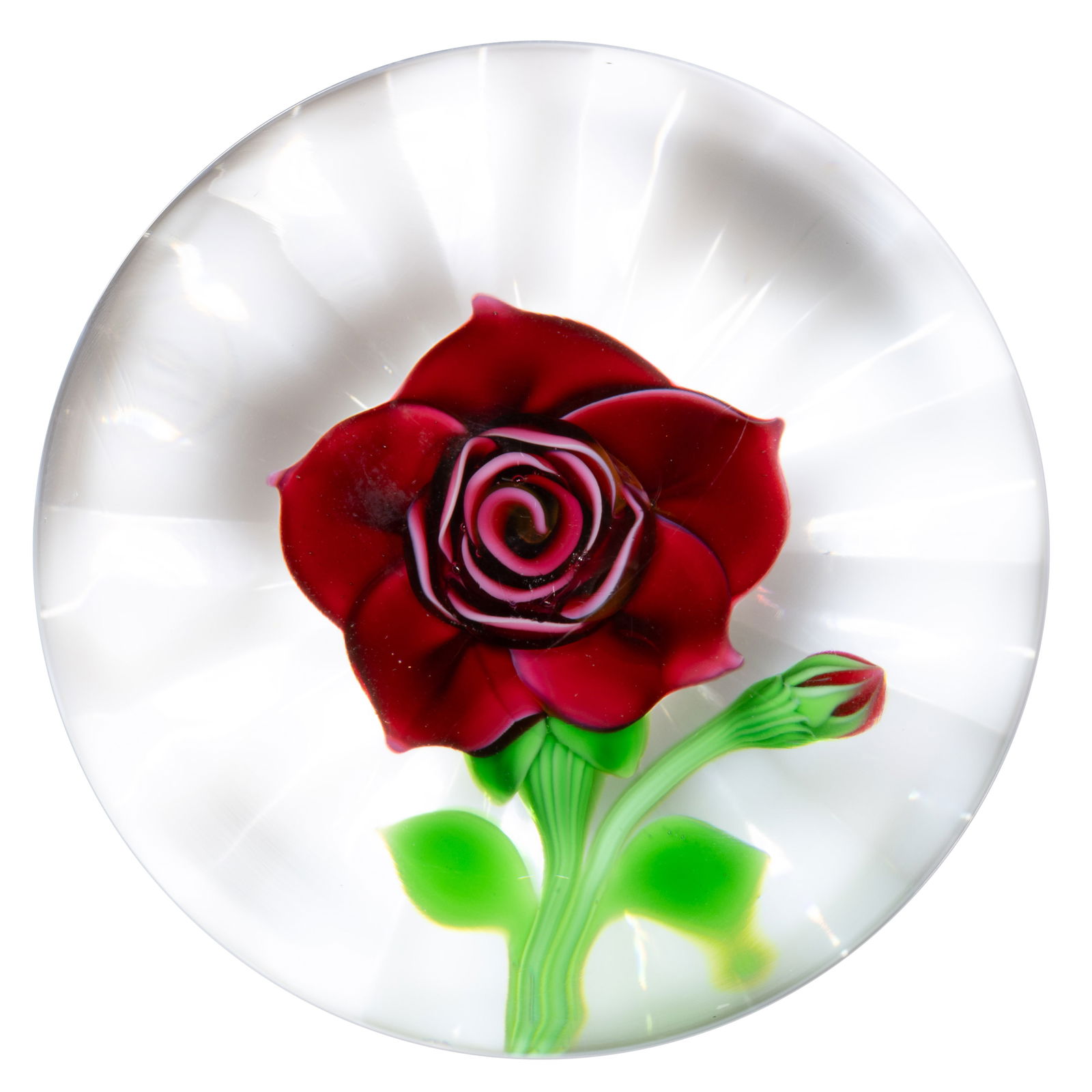 VINTAGE BACCARAT OPEN ROSE LAMPWORK ART GLASS PAPERWEIGHT (1 of 2)