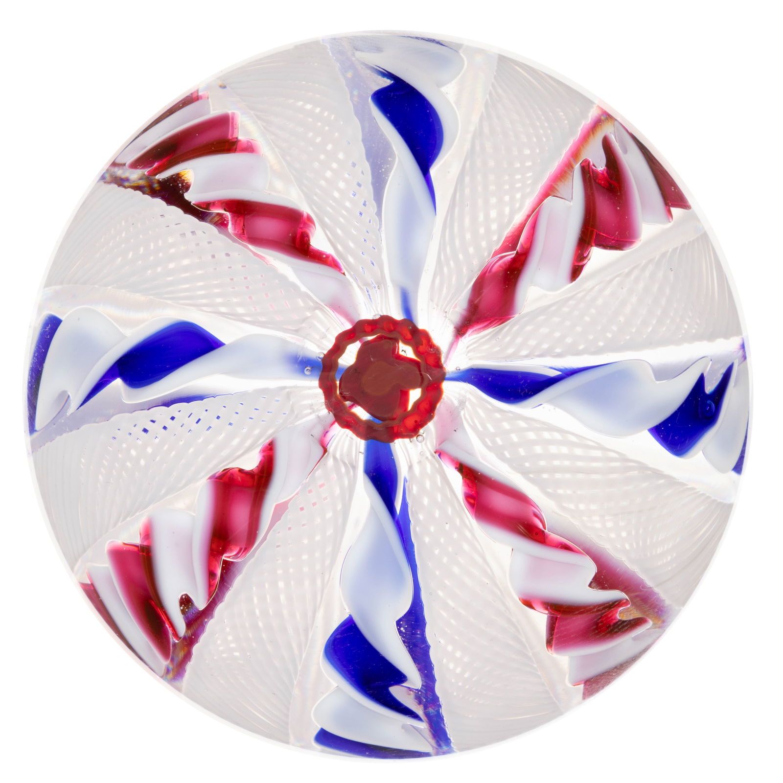 DREW EBELHARE (AMERICAN, B. 1950) CROWN STUDIO ART GLASS PAPERWEIGHT (1 of 2)