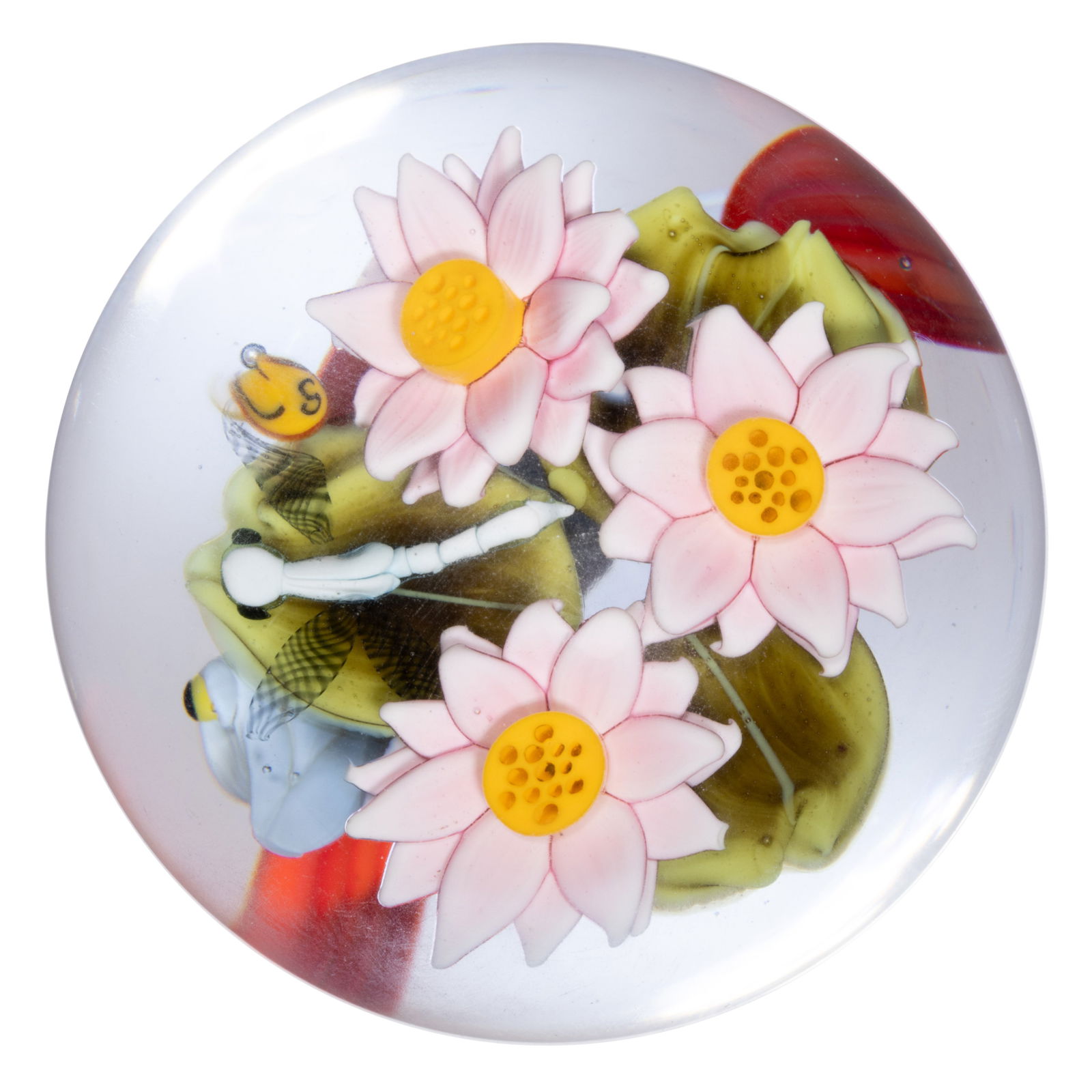 CLINTON SMITH (AMERICAN, B. 1979) FISH ON A POND DOUBLE-SIDED LAMPWORK STUDIO ART GLASS MARBLE (1 of 2)