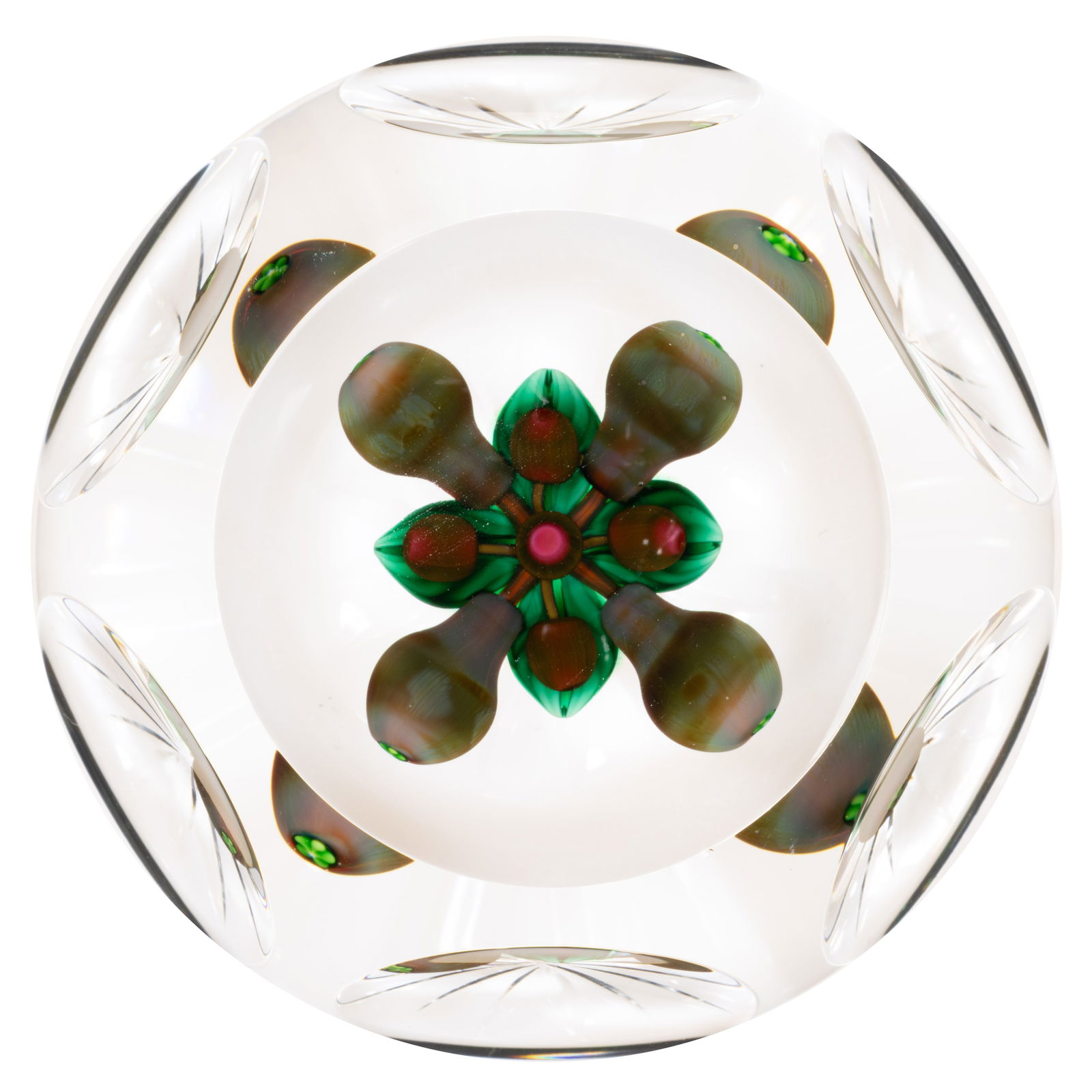 BOB BANFORD (AMERICAN, B. 1951) PEARS BOUQUET LAMPWORK STUDIO ART GLASS PAPERWEIGHT (1 of 1)