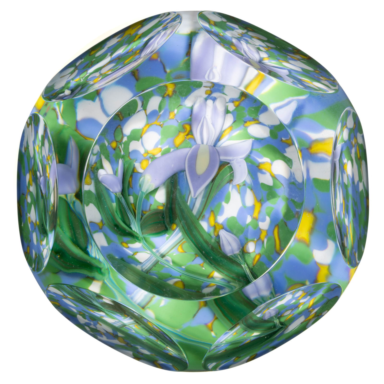 VINTAGE SAINT-LOUIS IRIS LAMPWORK ART GLASS PAPERWEIGHT (1 of 1)