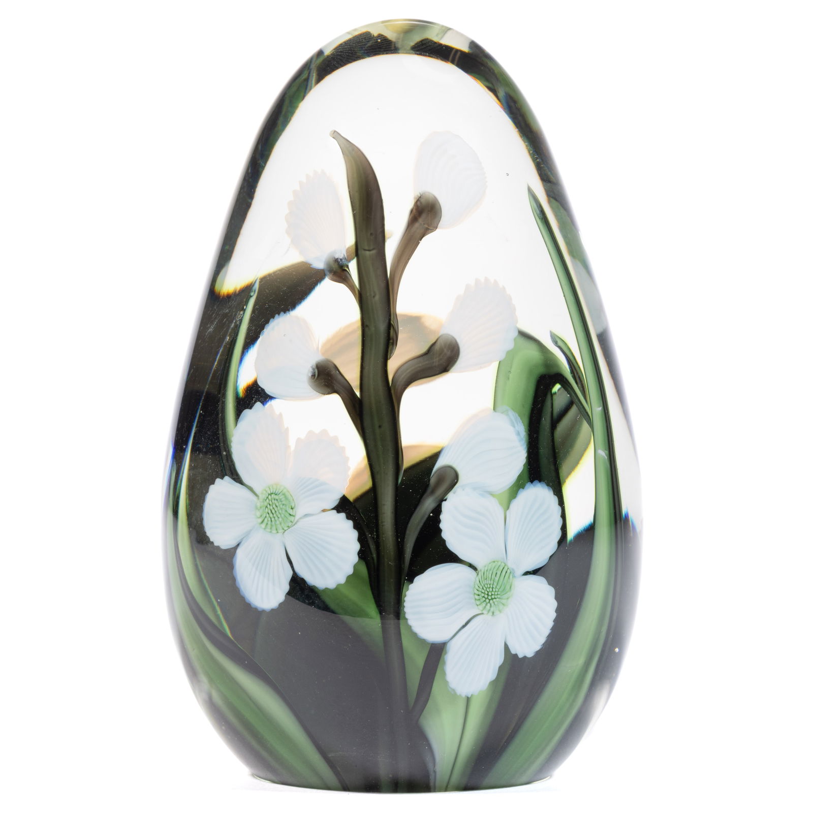 ORIENT AND FLUME FLORAL LAMPWORK STUDIO ART GLASS EGG FORM PAPERWEIGHT (1 of 2)