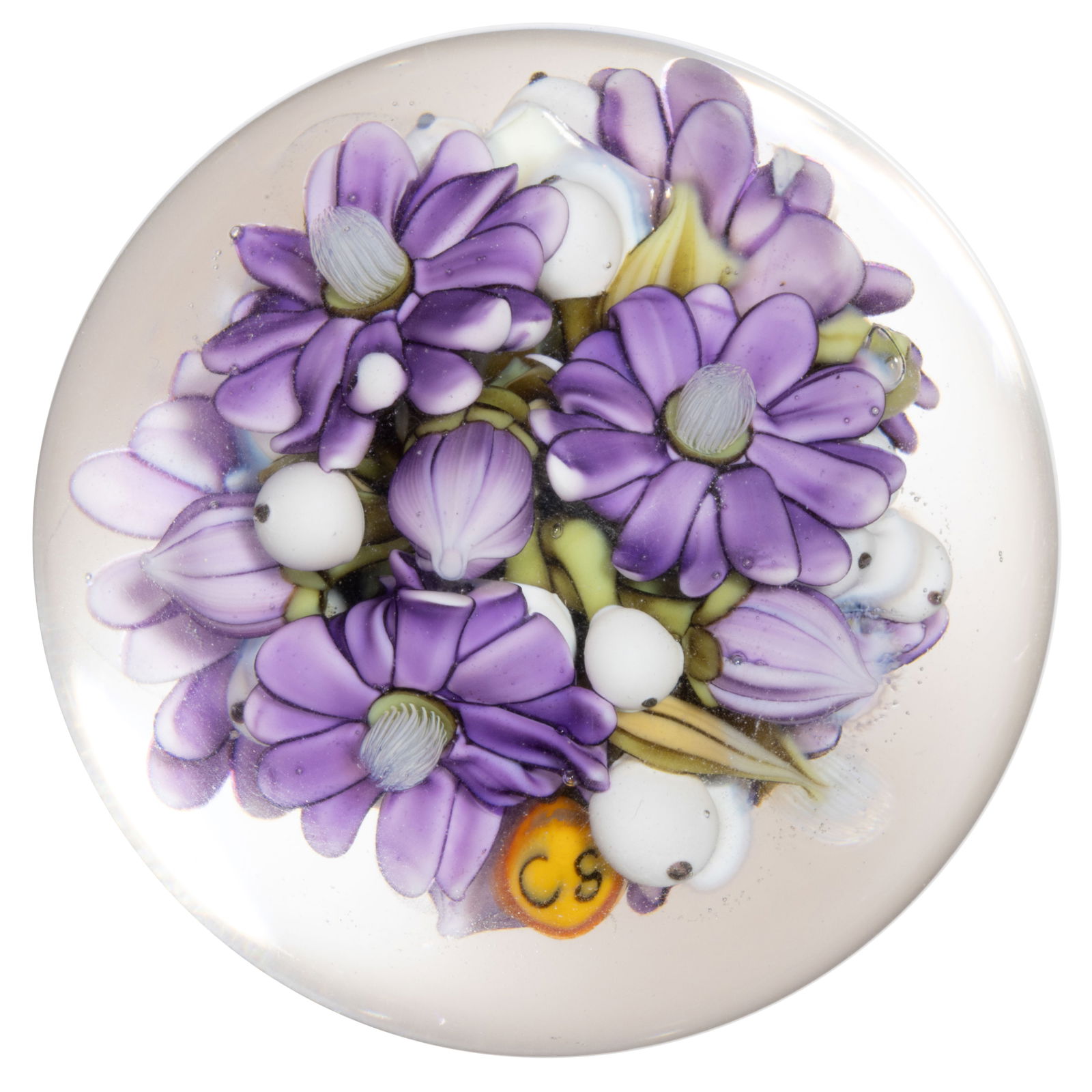 CLINTON SMITH (AMERICAN, B. 1979) FLORAL AND BERRY BOUQUET COMPOUND LAMPWORK STUDIO ART GLASS MARBLE (1 of 1)