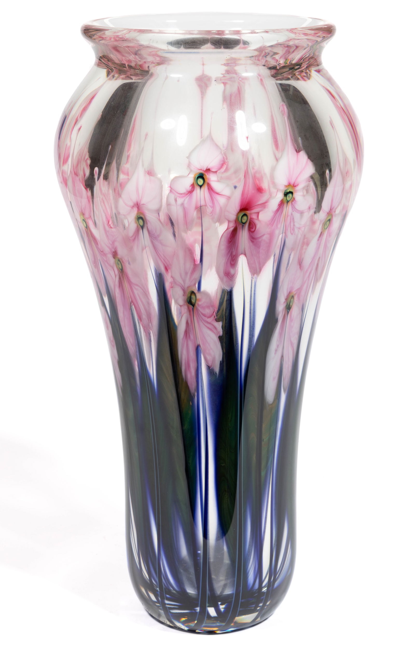 JOHN LOTTON (AMERICAN, B. 1964) MULTI-FLORAL STUDIO ART GLASS PAPERWEIGHT VASE (1 of 5)