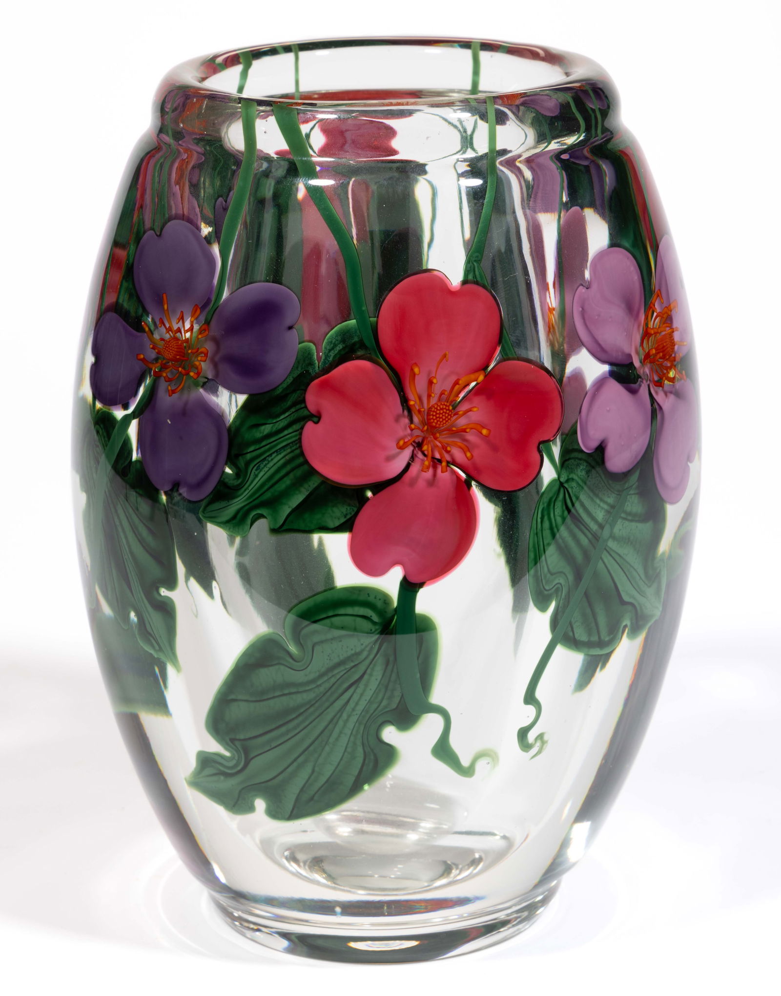 STEVEN LUNDBERG (AMERICAN, 1953-2008) HANGING FLOWERS LAMPWORK STUDIO ART GLASS PAPERWEIGHT VASE (1 of 5)