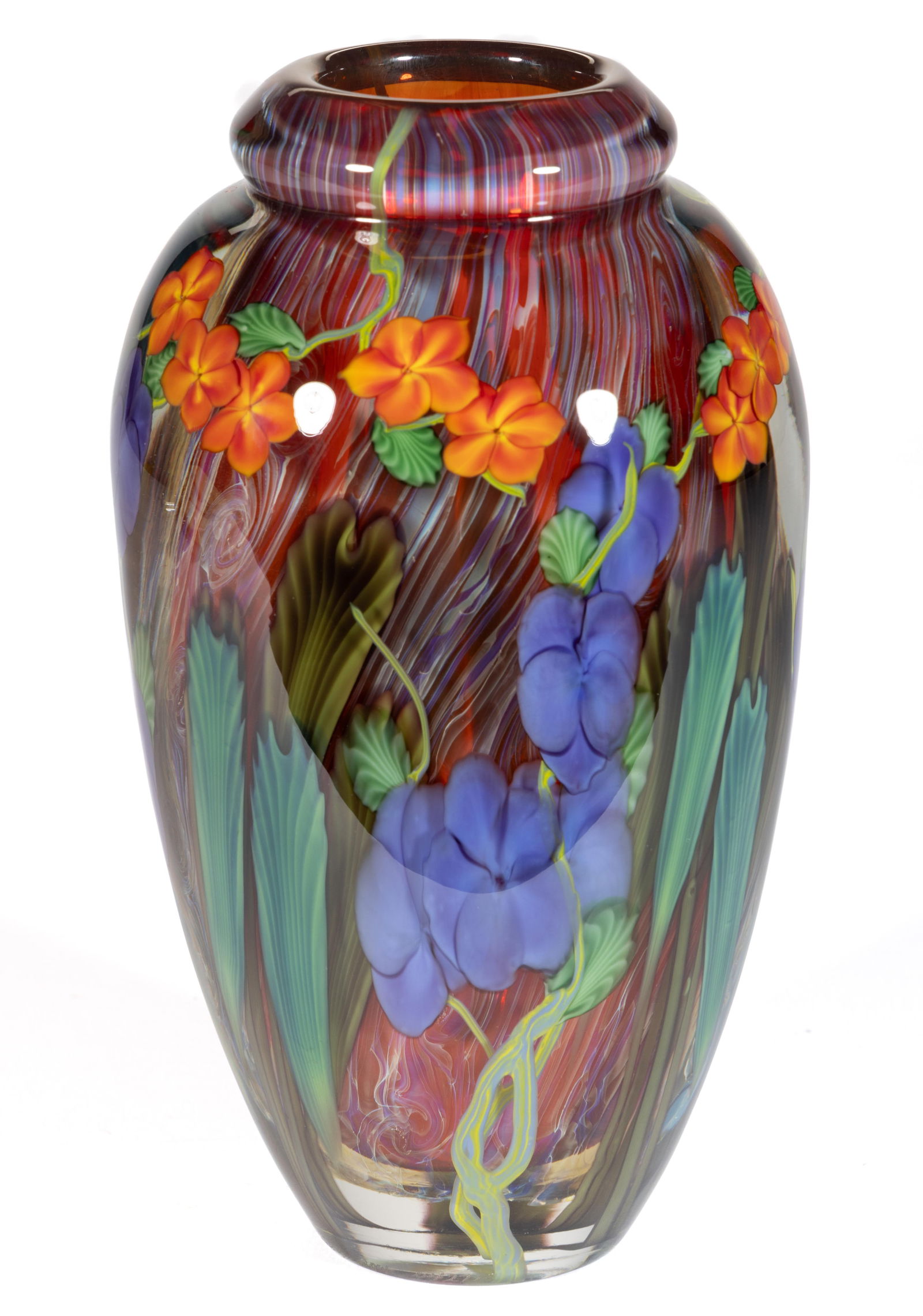 DANIEL SALAZAR (AMERICAN, B. 1956) FLOWERING BRANCHES LAMPWORK STUDIO ART GLASS PAPERWEIGHT VASE (1 of 5)