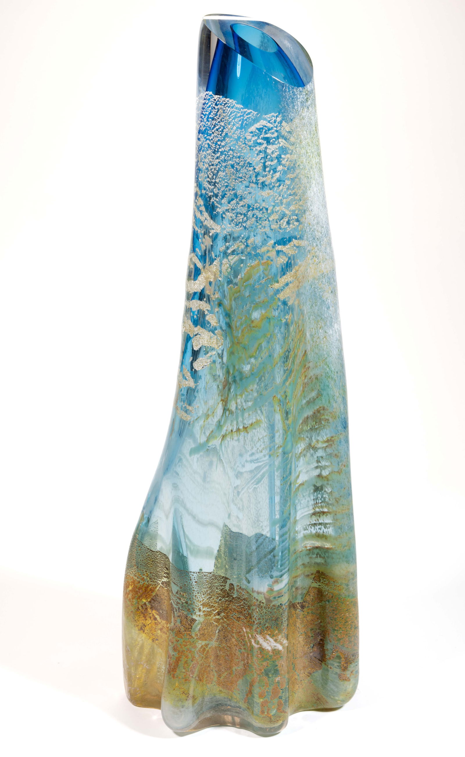 RANDI SOLIN (AMERICAN, XX/XXI) MICA ABSTRACT STUDIO ART GLASS VASE (1 of 4)