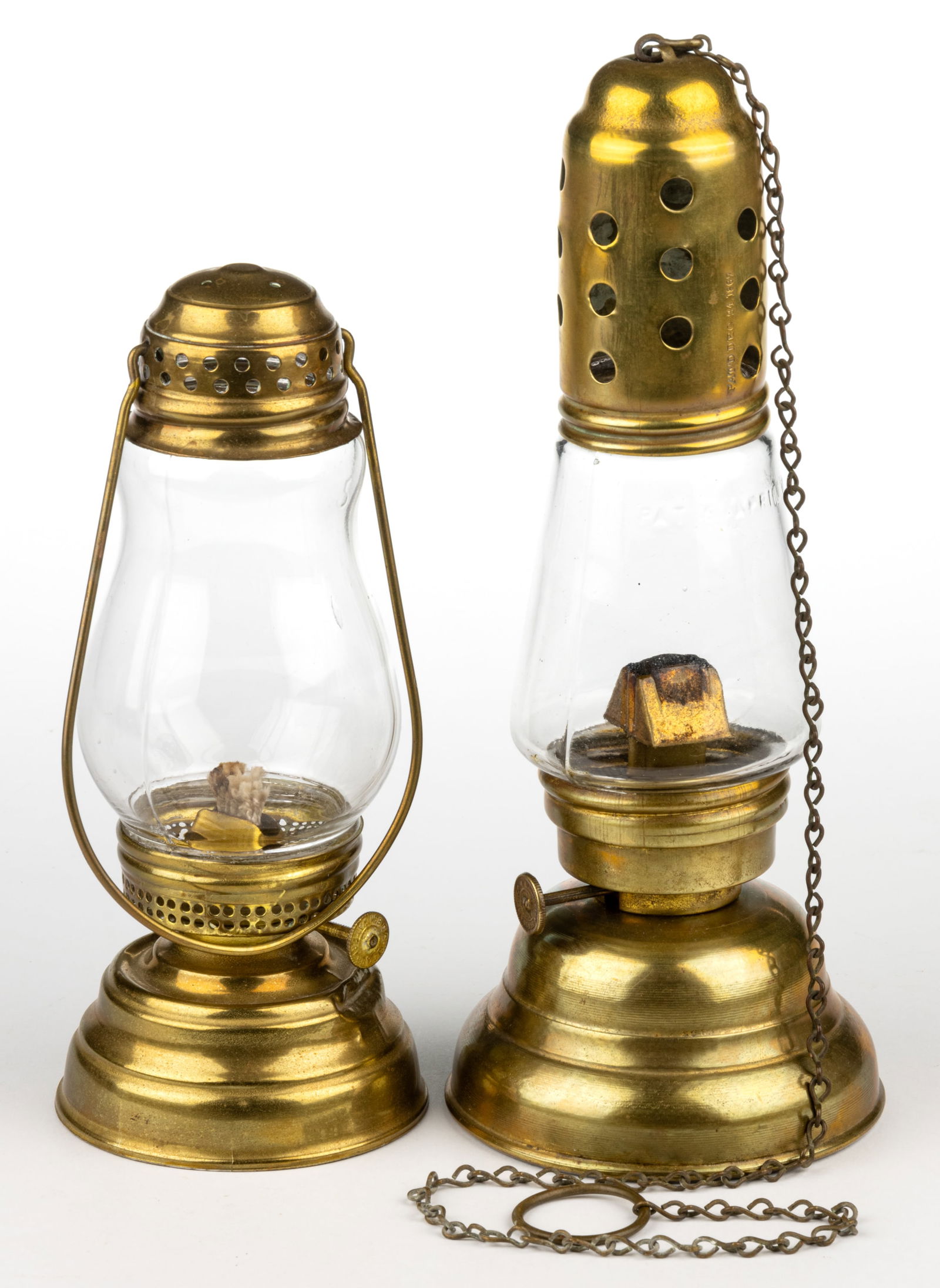 ASSORTED BRASS SKATER'S LANTERNS, LOT OF TWO (1 of 1)