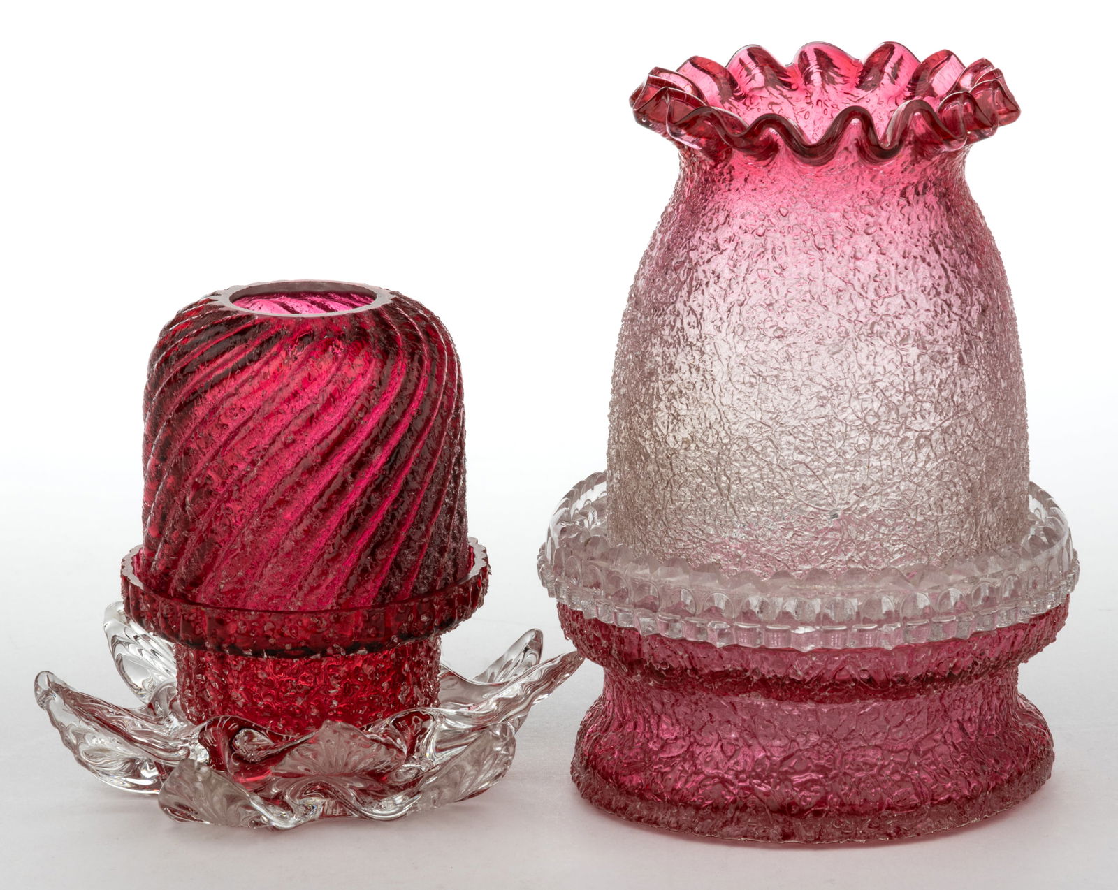 OVERSHOT GLASS FAIRY LAMPS, LOT OF TWO (1 of 1)