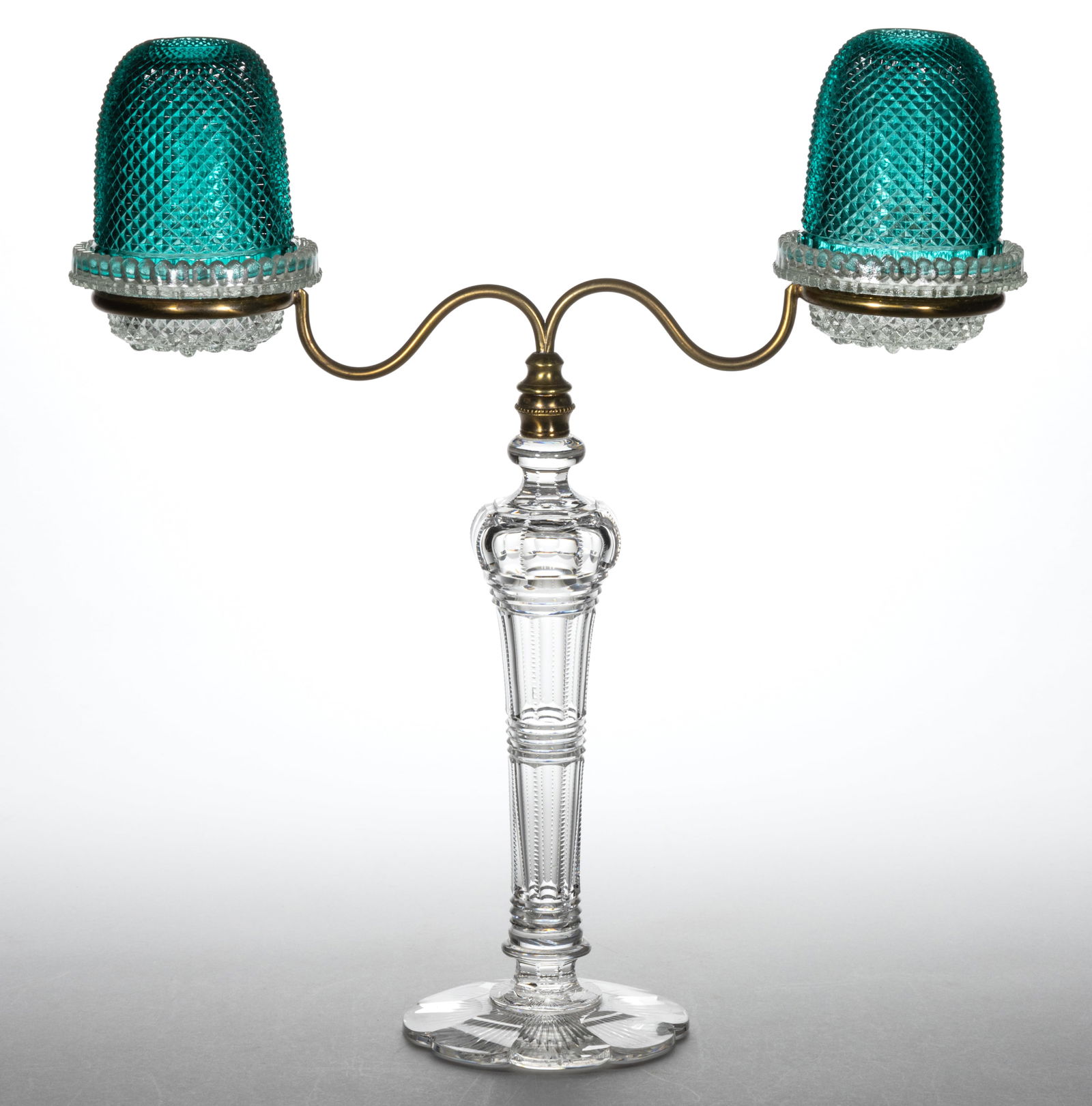 PRESSED DIAMOND-POINT AND CUT-GLASS CANDELABRA FAIRY LAMP (1 of 1)
