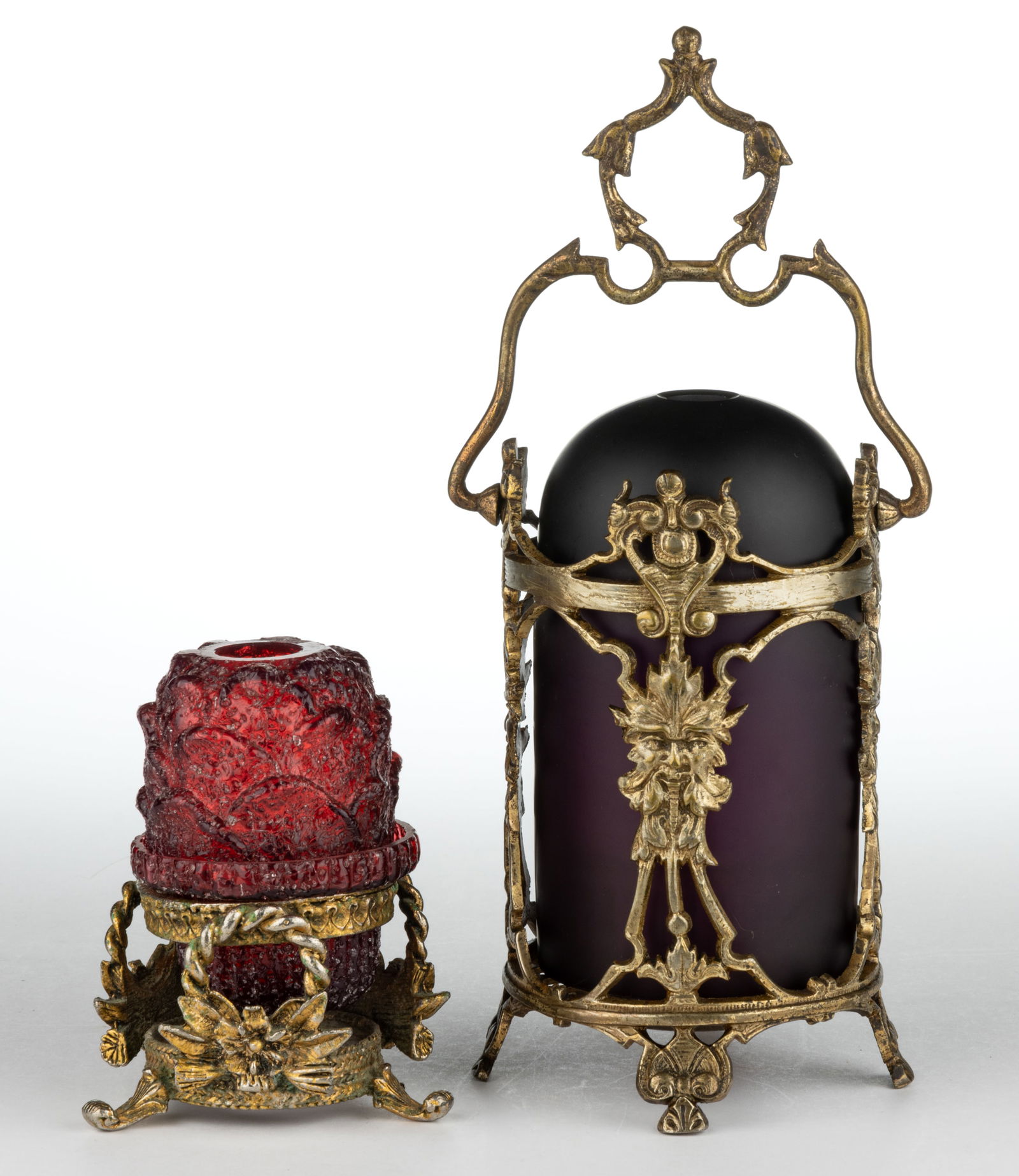 ASSORTED PATTERNED FAIRY LAMPS IN CAST METAL FRAMES, LOT OF TWO (1 of 1)