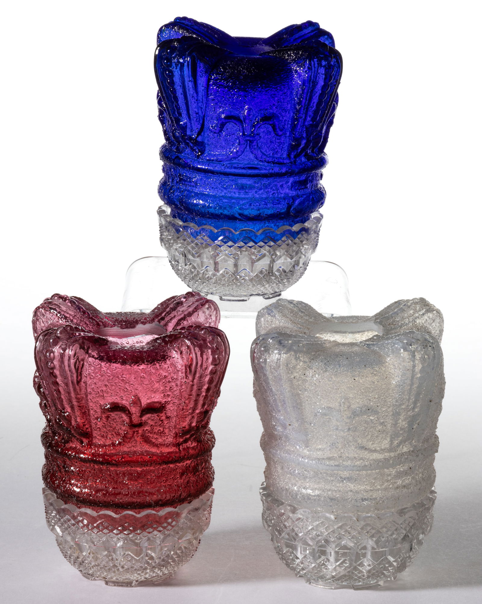 CROWN FIGURAL OVERSHOT GLASS FAIRY LAMPS, LOT OF THREE (1 of 1)