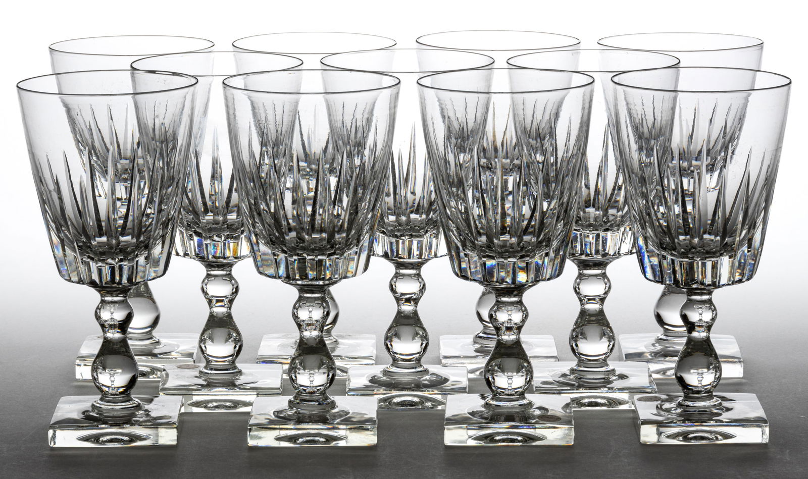 PAIRPOINT SUNBURST CUT CRYSTAL GOBLETS, LOT OF 11 (1 of 1)